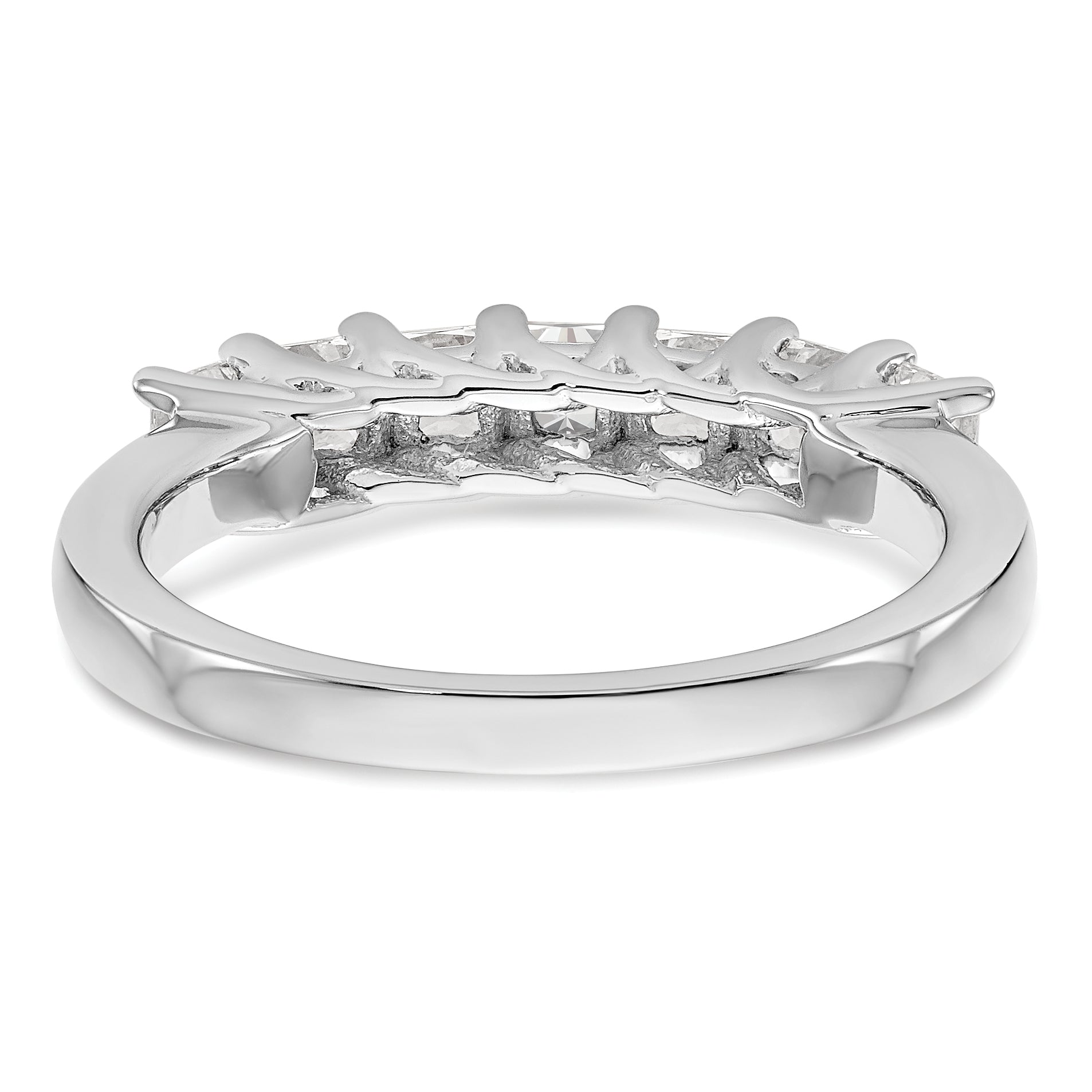 14K White Gold 7-Stone Shared Prong (Holds 7-2.8mm Princess) Diamond Band Mounting (No Stone Included)