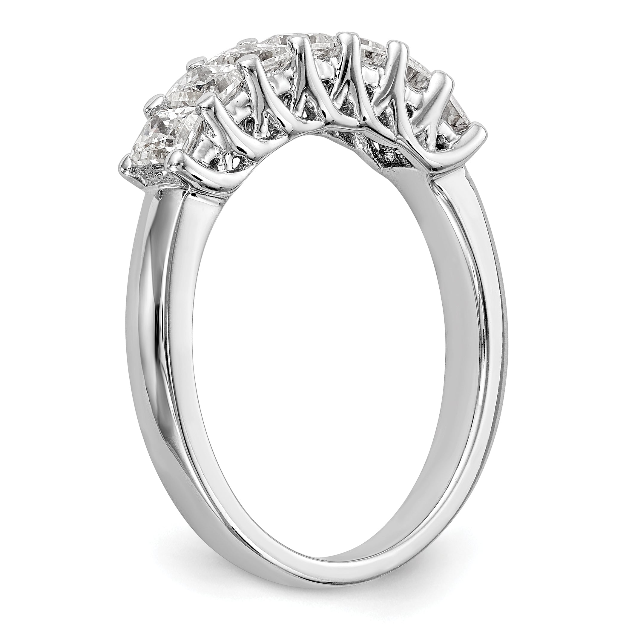 14K White Gold 7-Stone Shared Prong (Holds 7-2.8mm Princess) Diamond Band Mounting (No Stone Included)