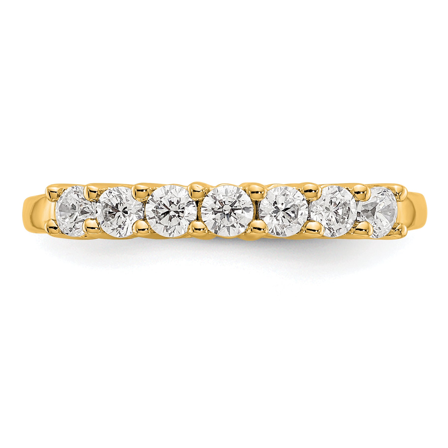 14K Yellow Gold 7-Stone Shared Prong (Holds 7-2.6mm Round) Diamond Band Mounting (No Stone Included)