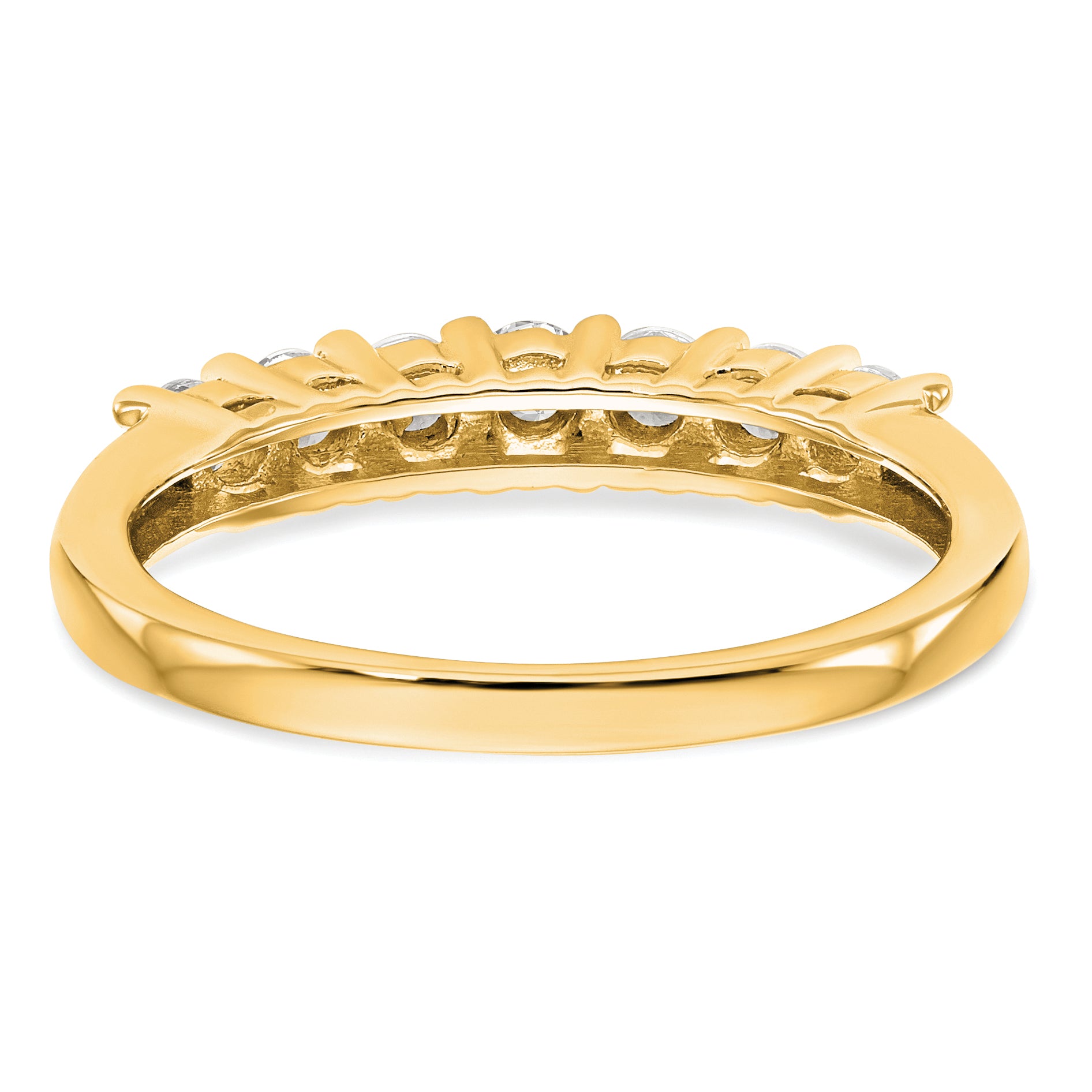 14K Yellow Gold 7-Stone Shared Prong (Holds 7-2.6mm Round) Diamond Band Mounting (No Stone Included)