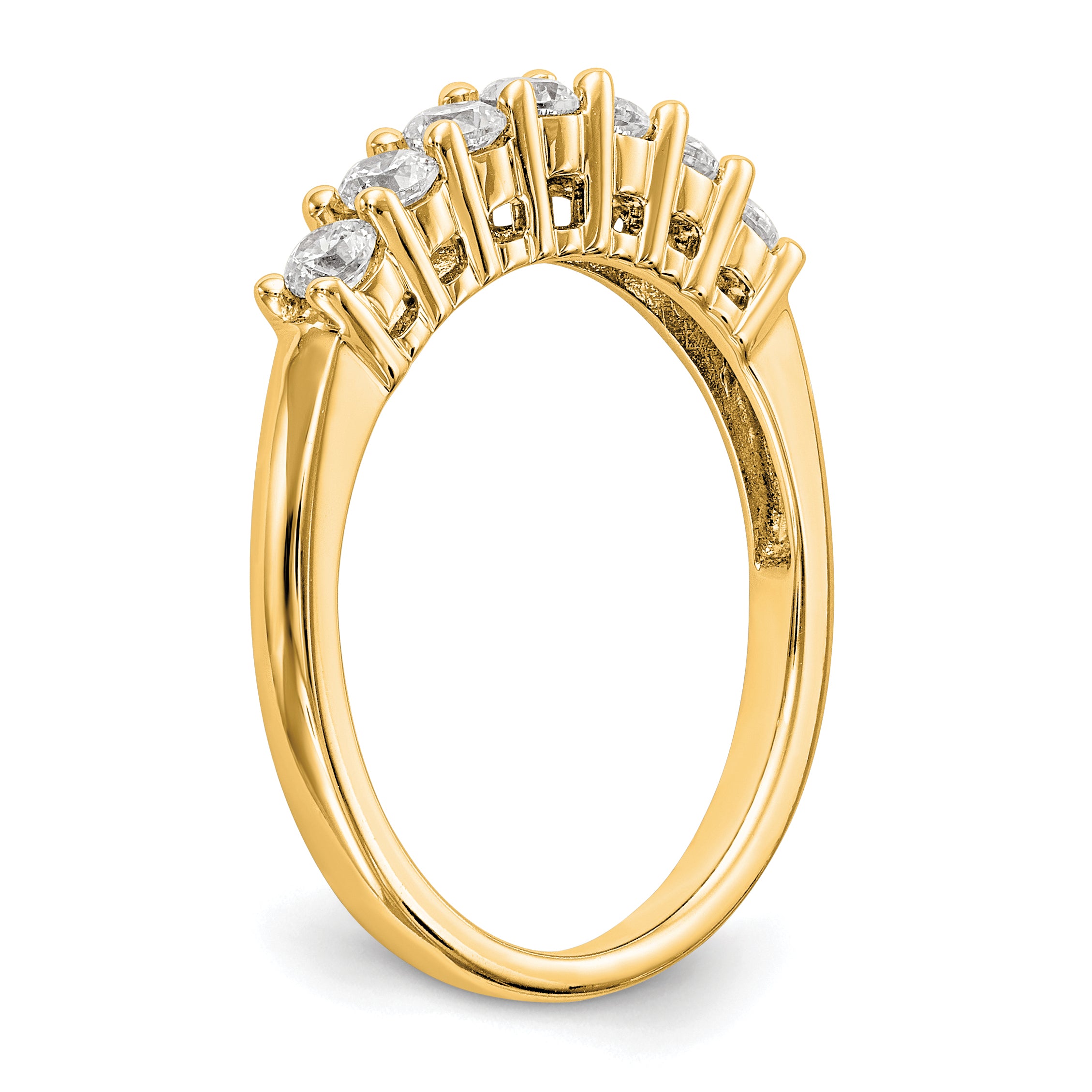 14K Yellow Gold 7-Stone Shared Prong (Holds 7-2.6mm Round) Diamond Band Mounting (No Stone Included)