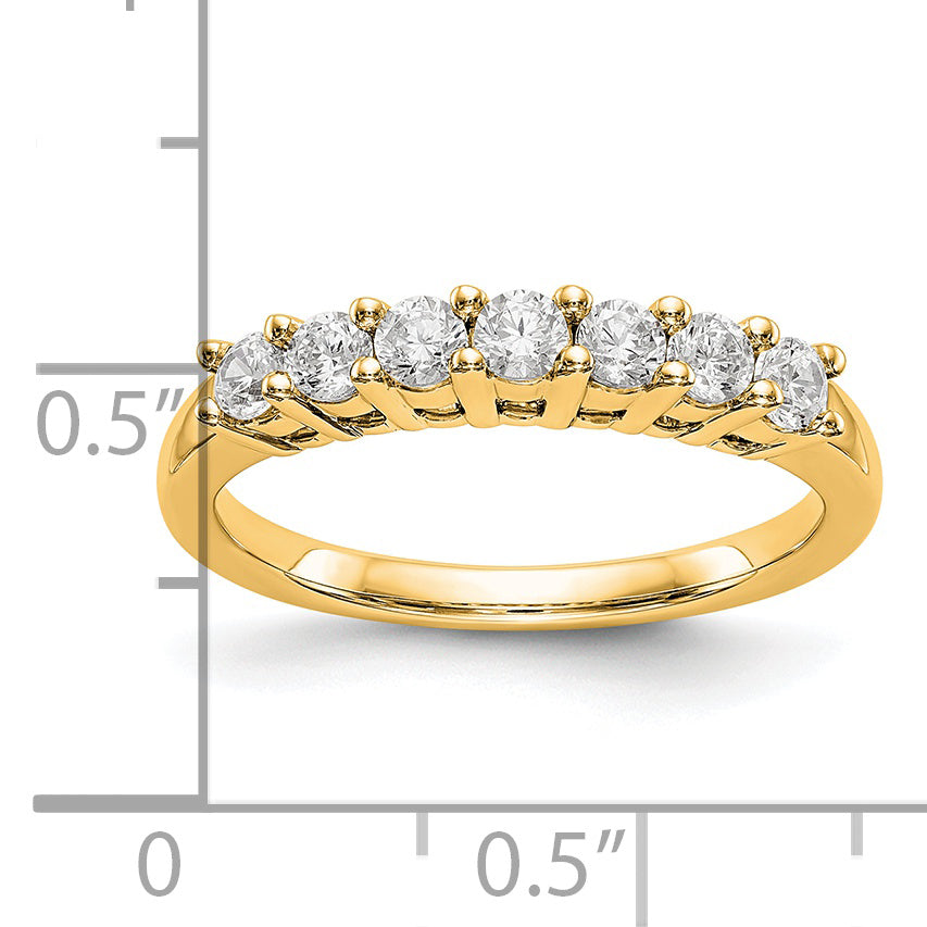 14K Yellow Gold 7-Stone Shared Prong (Holds 7-2.6mm Round) Diamond Band Mounting (No Stone Included)