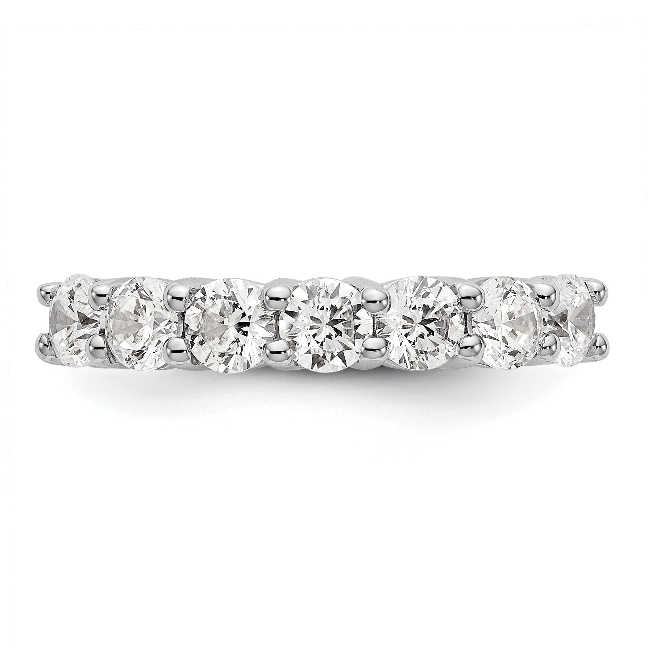14K White Gold 7-Stone Shared Prong (Holds 7-3.0mm Round) Diamond Band Mounting (No Stone Included)