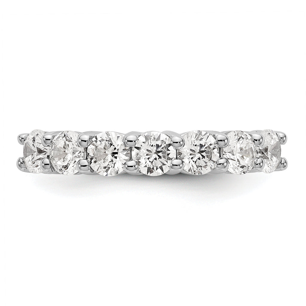 14K White Gold 7-Stone Shared Prong (Holds 7-3.0mm Round) Diamond Band Mounting (No Stone Included)