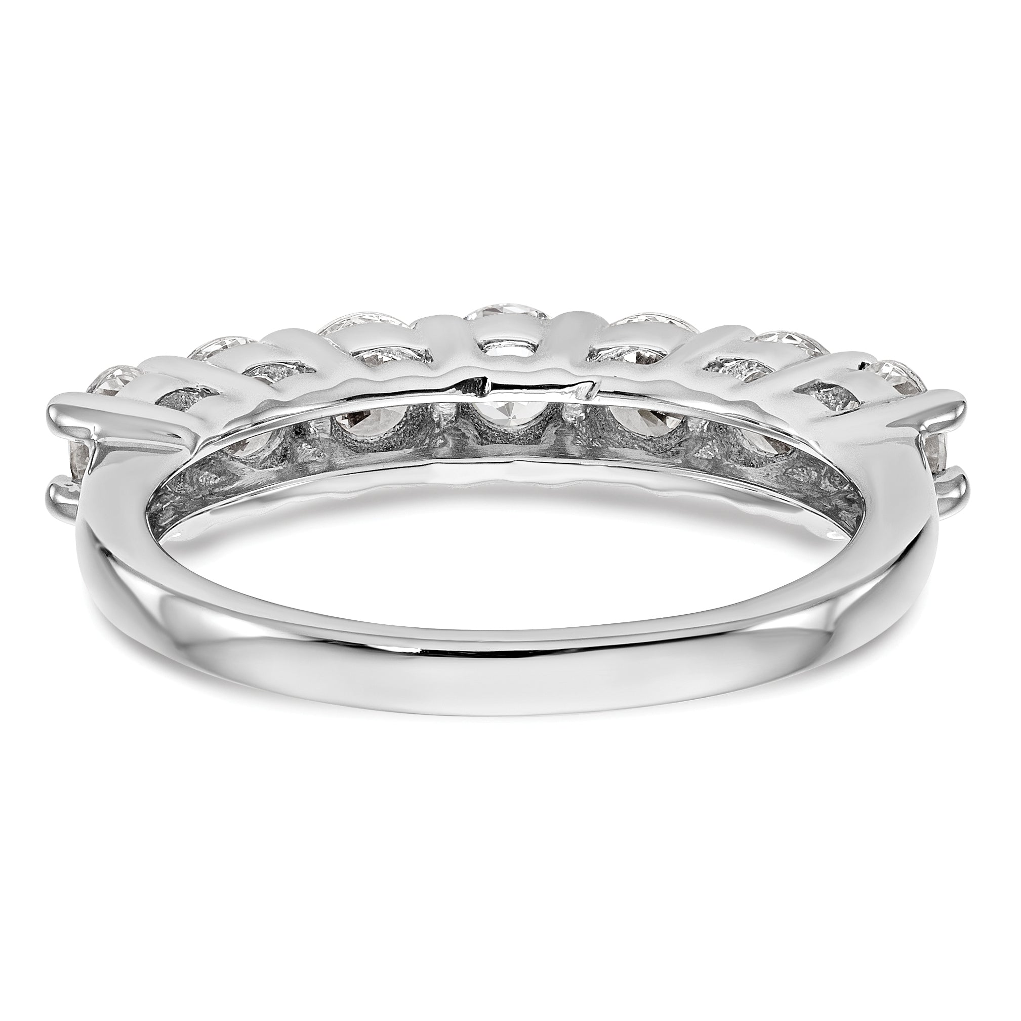 14K White Gold 7-Stone Shared Prong (Holds 7-3.0mm Round) Diamond Band Mounting (No Stone Included)