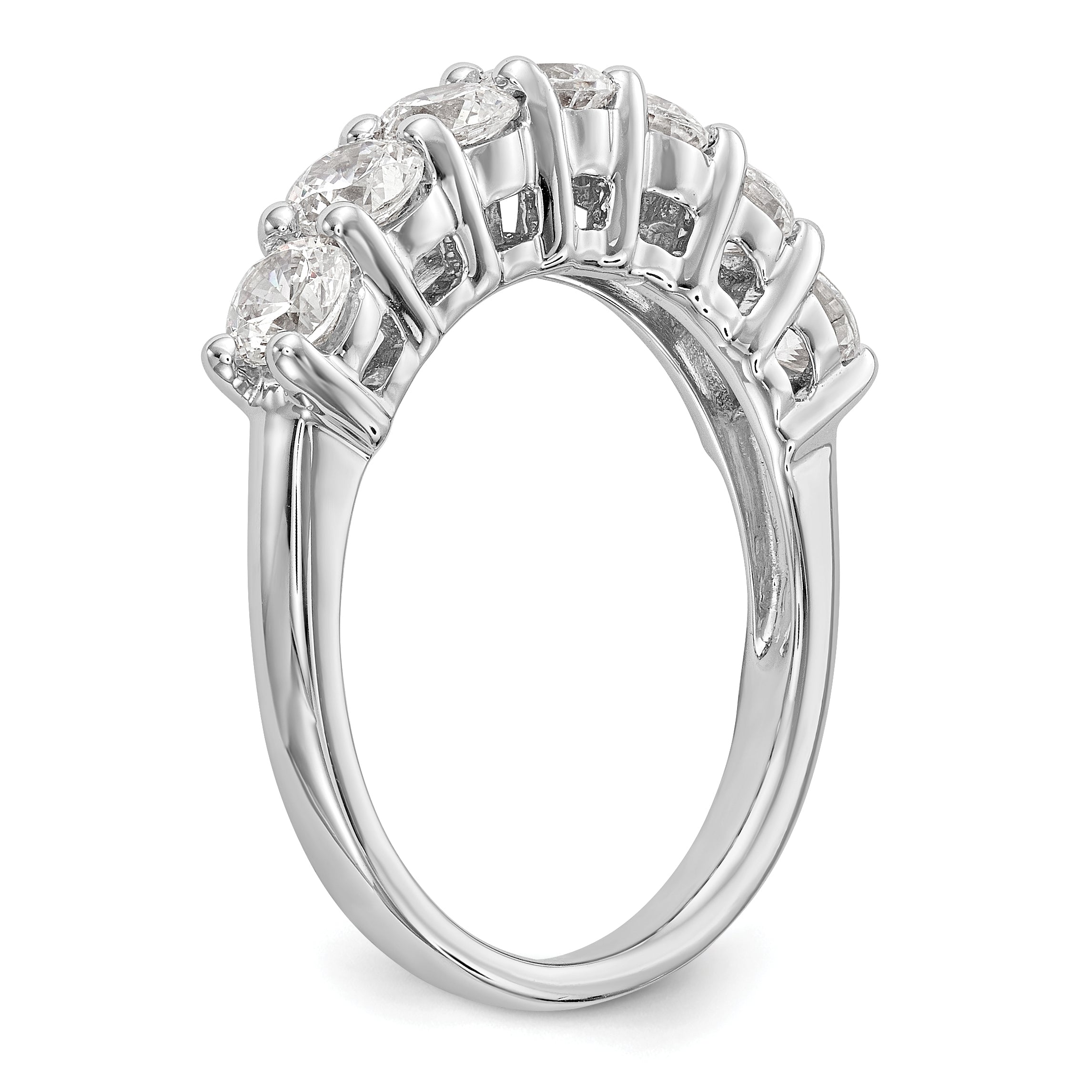 14K White Gold 7-Stone Shared Prong (Holds 7-3.0mm Round) Diamond Band Mounting (No Stone Included)