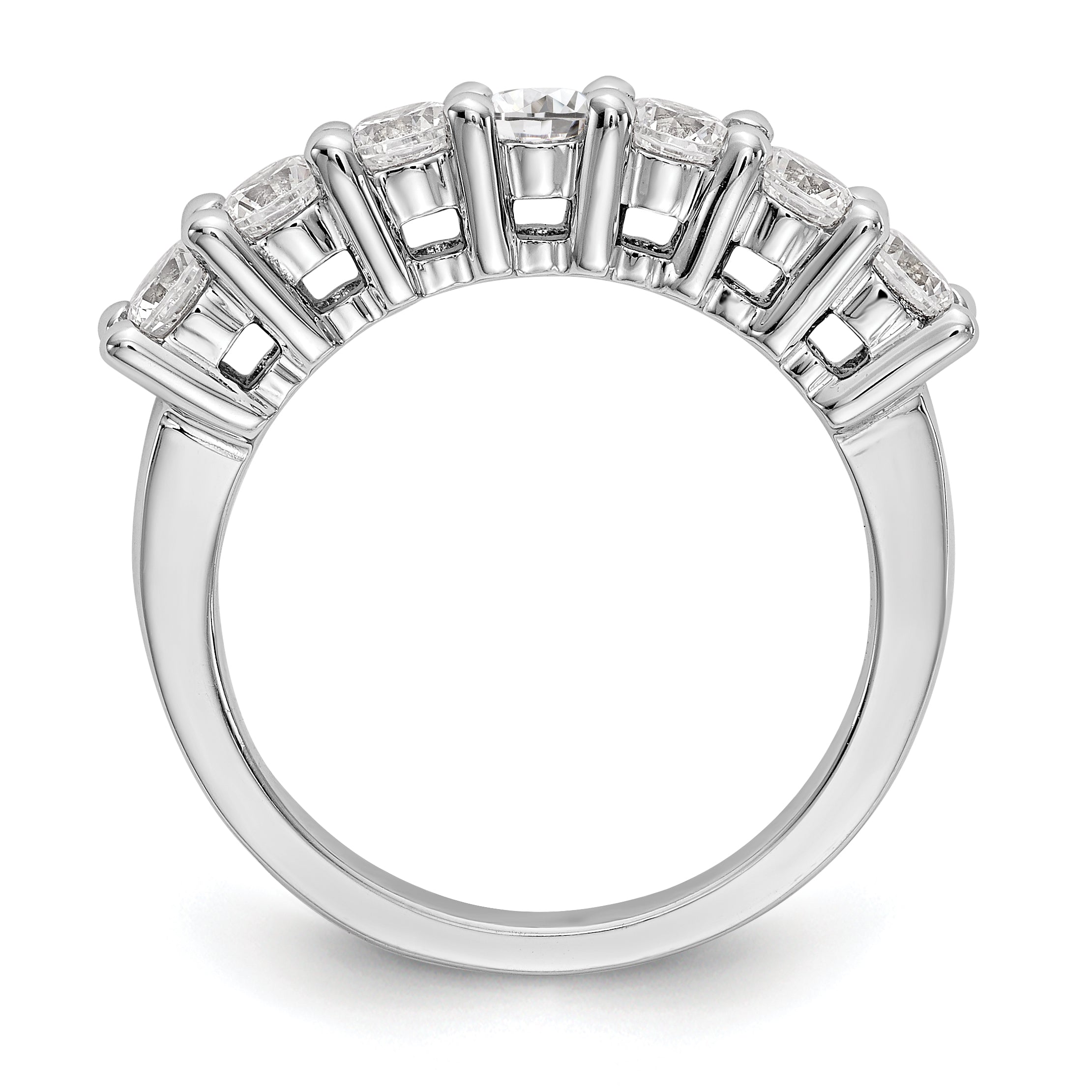 14K White Gold 7-Stone Shared Prong (Holds 7-3.3mm Round) Diamond Band Mounting (No Stone Included)