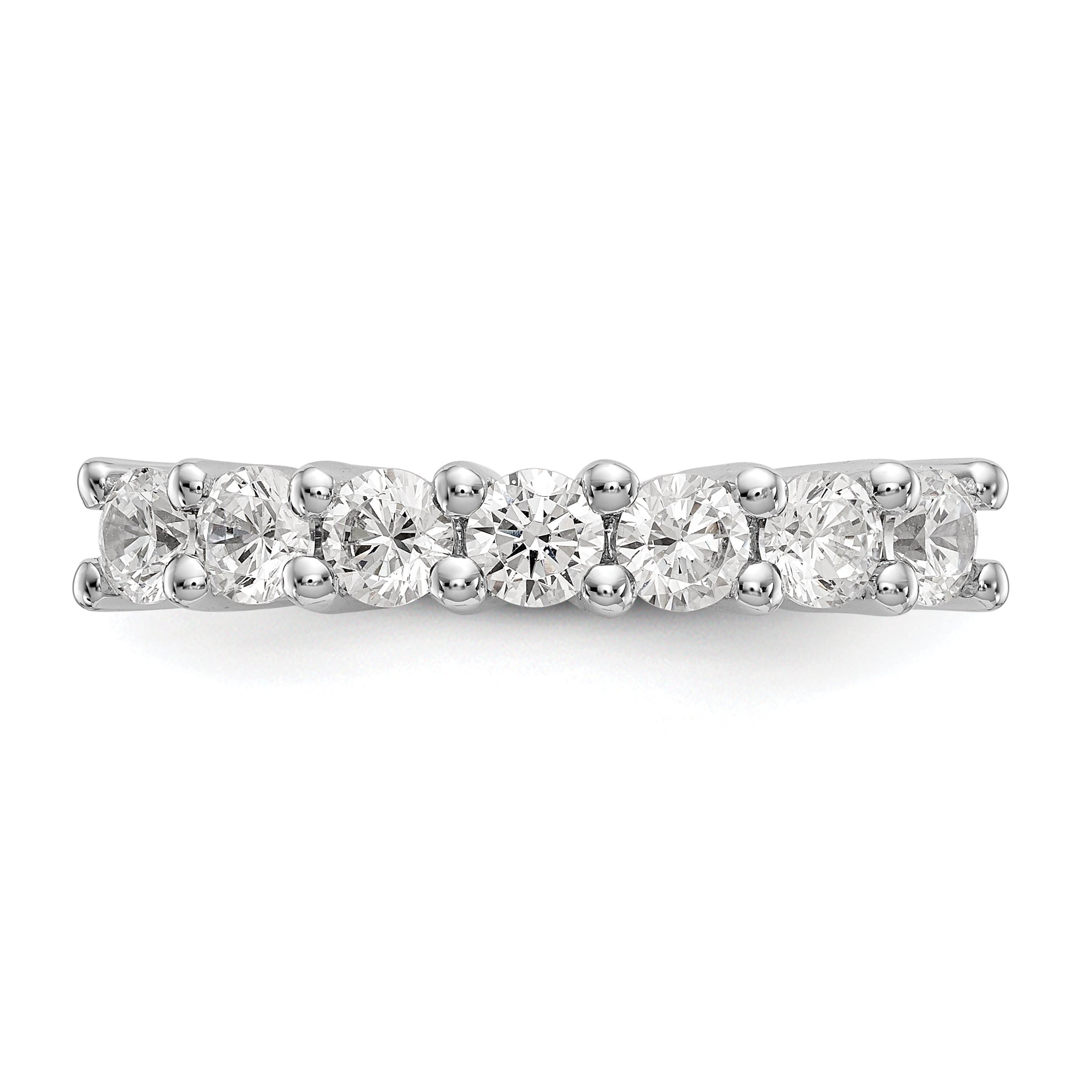 14K White Gold 7-Stone Shared Prong (Holds 7-3.3mm Round) Diamond Band Mounting (No Stone Included)