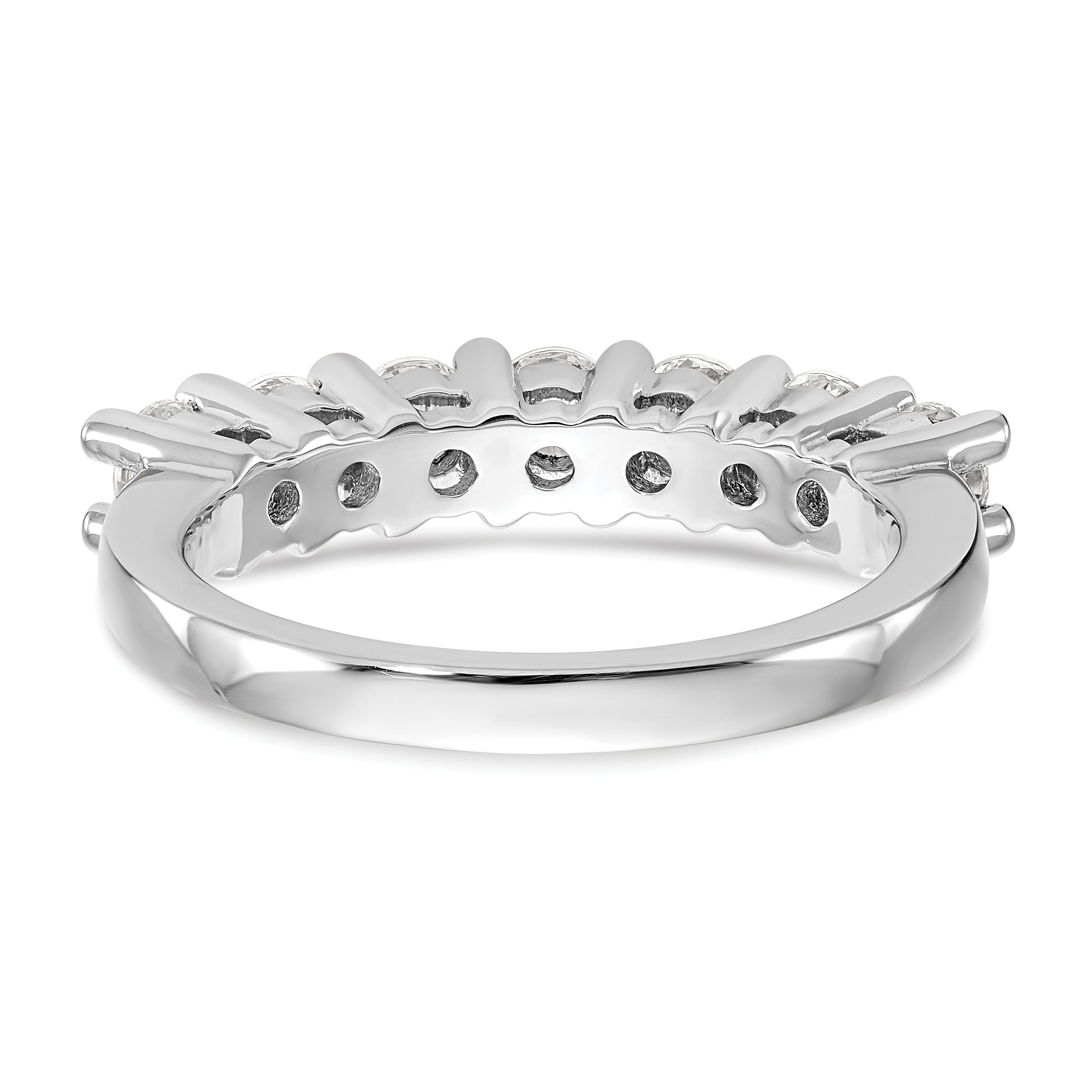 14K White Gold 7-Stone Shared Prong (Holds 7-3.3mm Round) Diamond Band Mounting (No Stone Included)