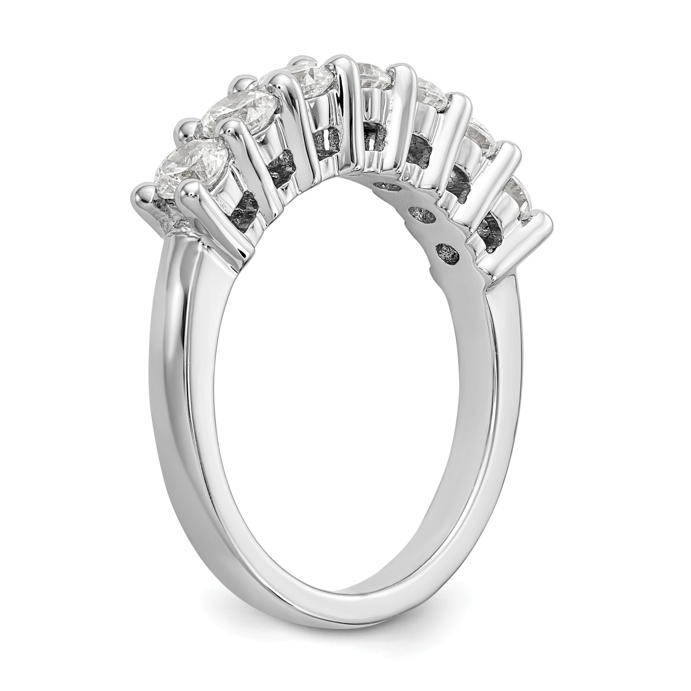 14K White Gold 7-Stone Shared Prong (Holds 7-3.3mm Round) Diamond Band Mounting (No Stone Included)