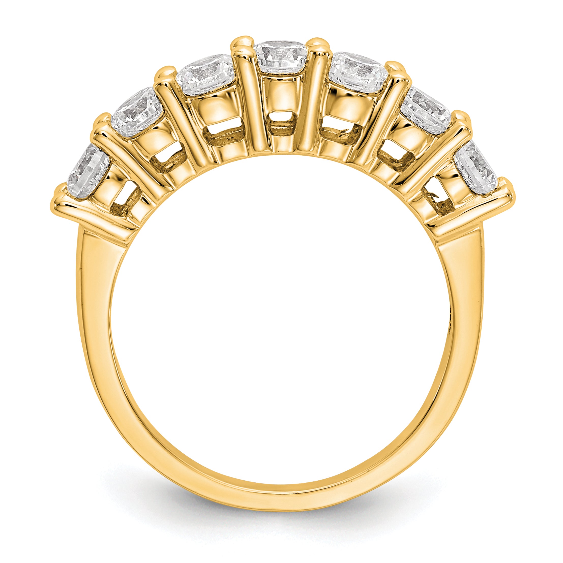 14K Yellow Gold 7-Stone Shared Prong (Holds 7-3.7mm Round) Diamond Band Mounting (No Stone Included) Secondary image