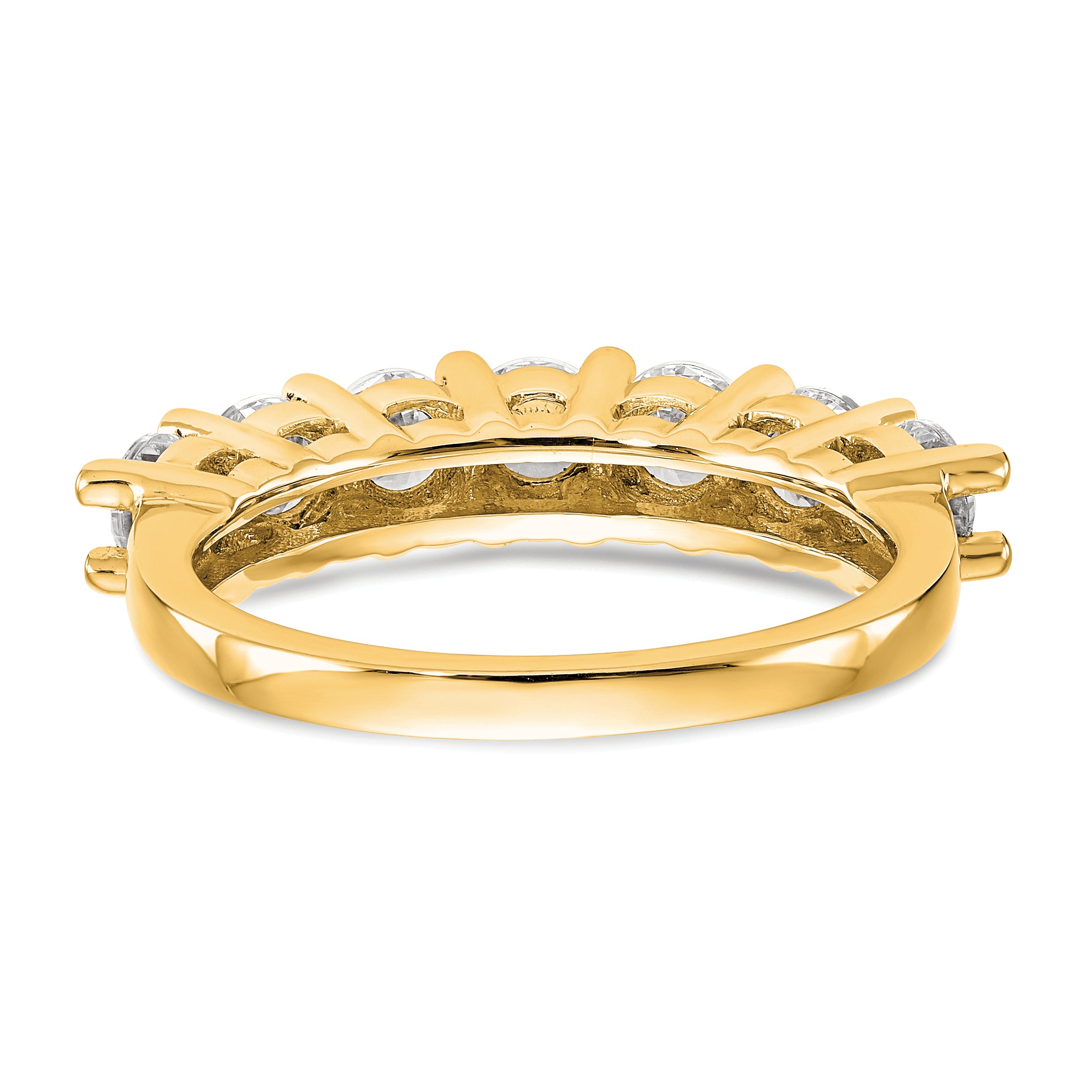 14K Yellow Gold 7-Stone Shared Prong (Holds 7-3.7mm Round) Diamond Band Mounting (No Stone Included)