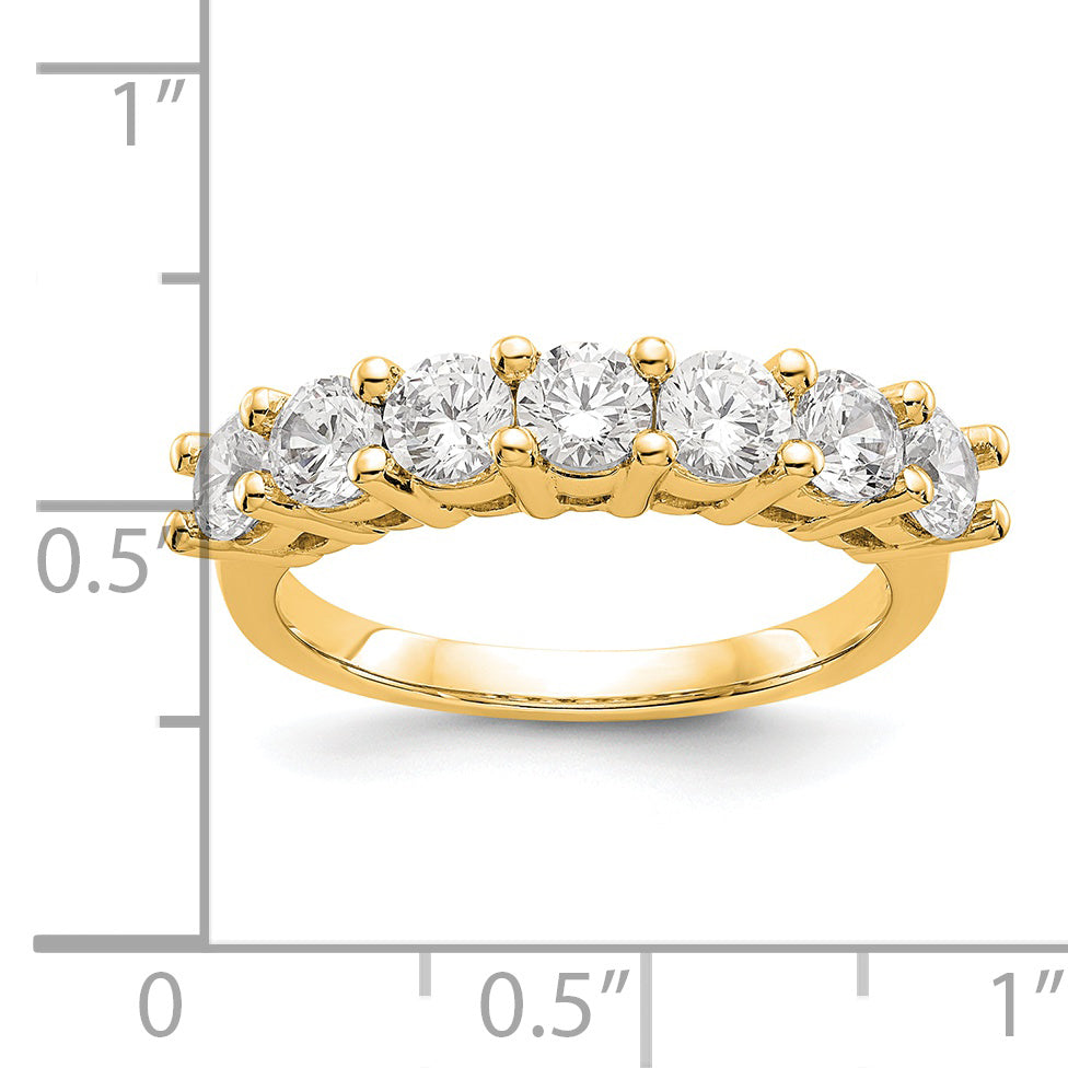 14K Yellow Gold 7-Stone Shared Prong (Holds 7-3.7mm Round) Diamond Band Mounting (No Stone Included)