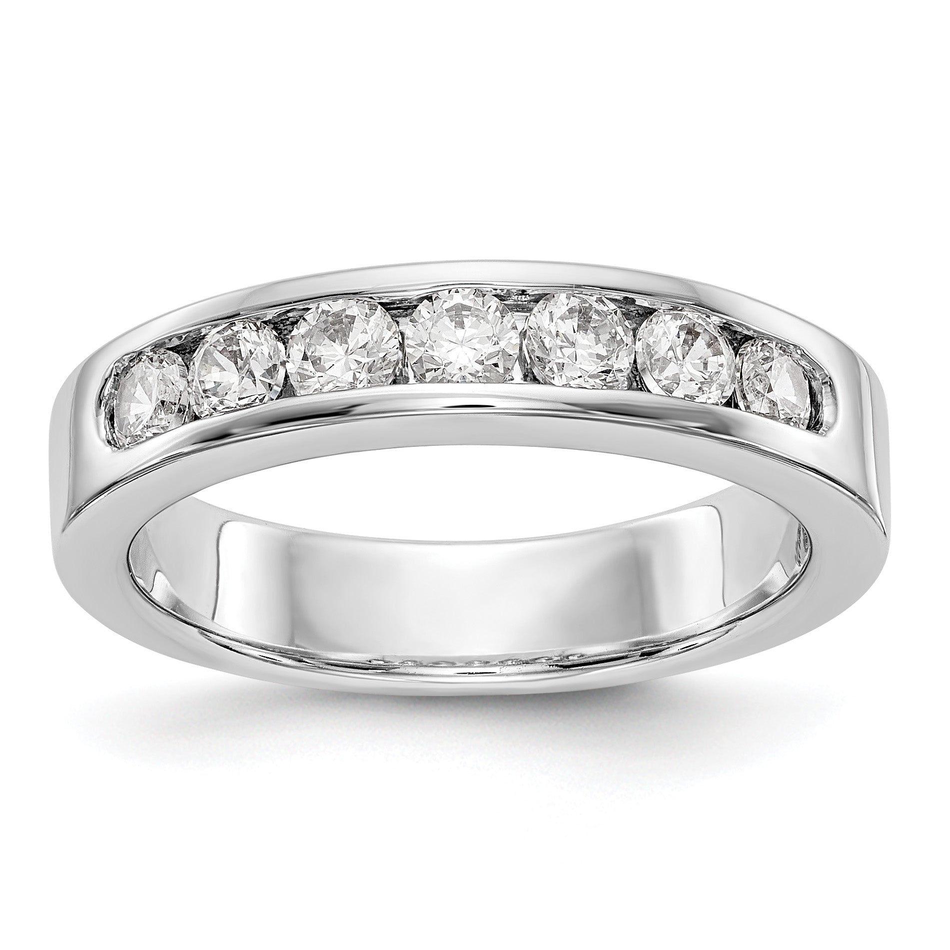 Platinum 7-Stone 3/4 carat Round Diamond Complete Channel Band