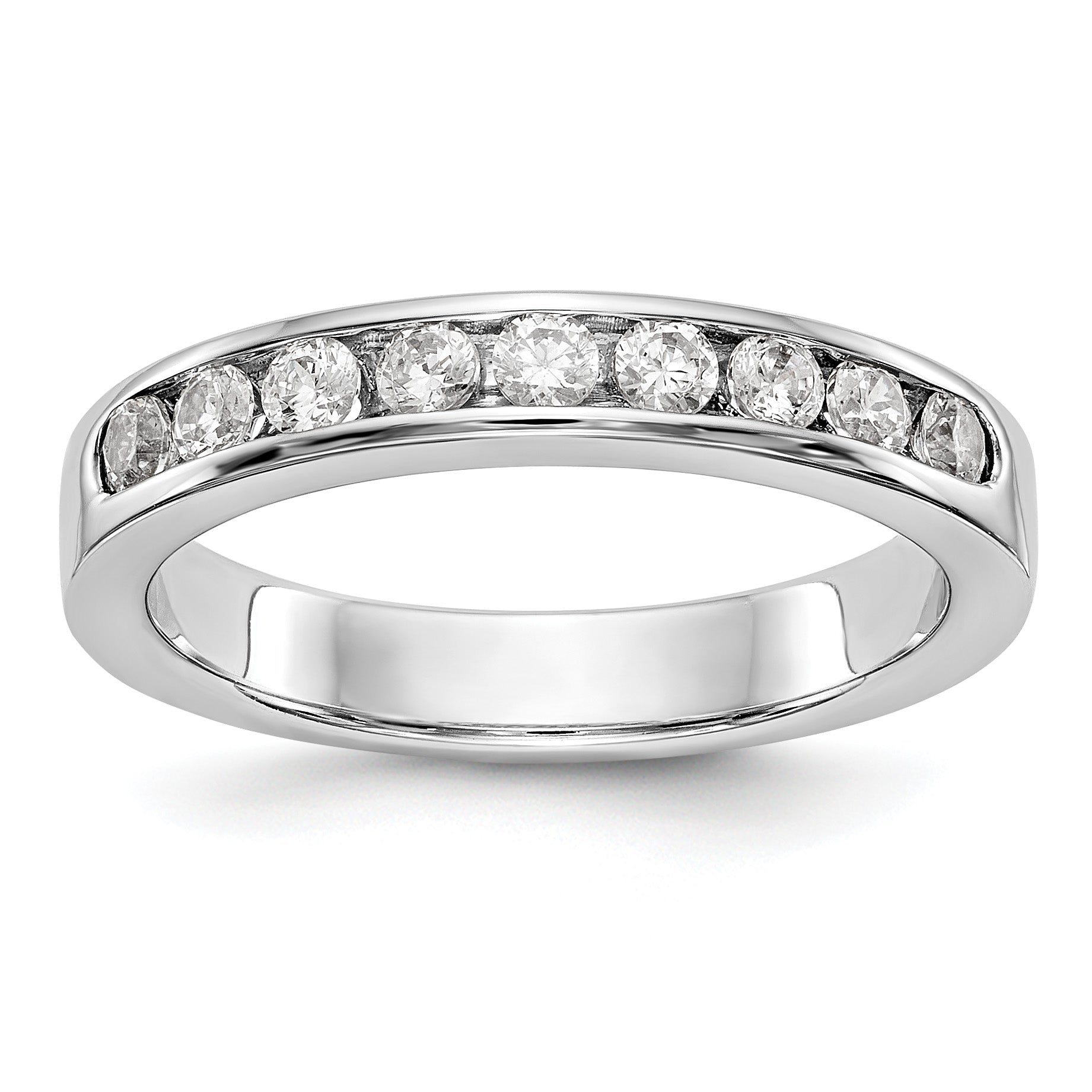 Platinum 9-Stone 1/2 carat Round Diamond Complete Channel Band
