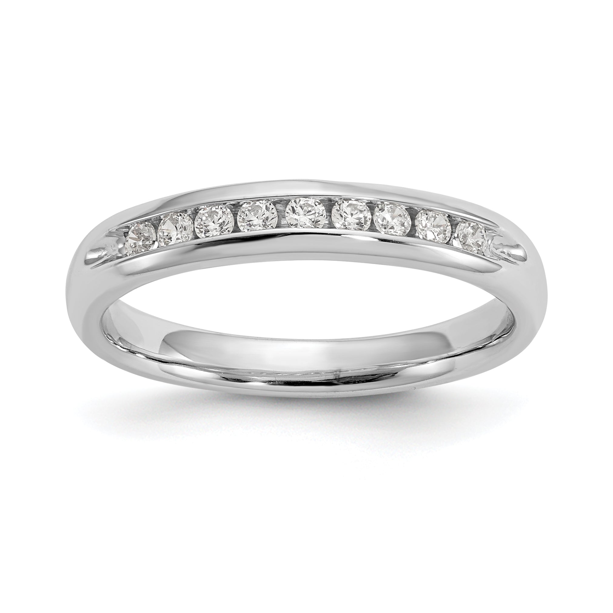 14k White Gold 1/5 carat Lab Grown Diamond VS/SI+ G+ Nine Stone Complete Fashion band Main image