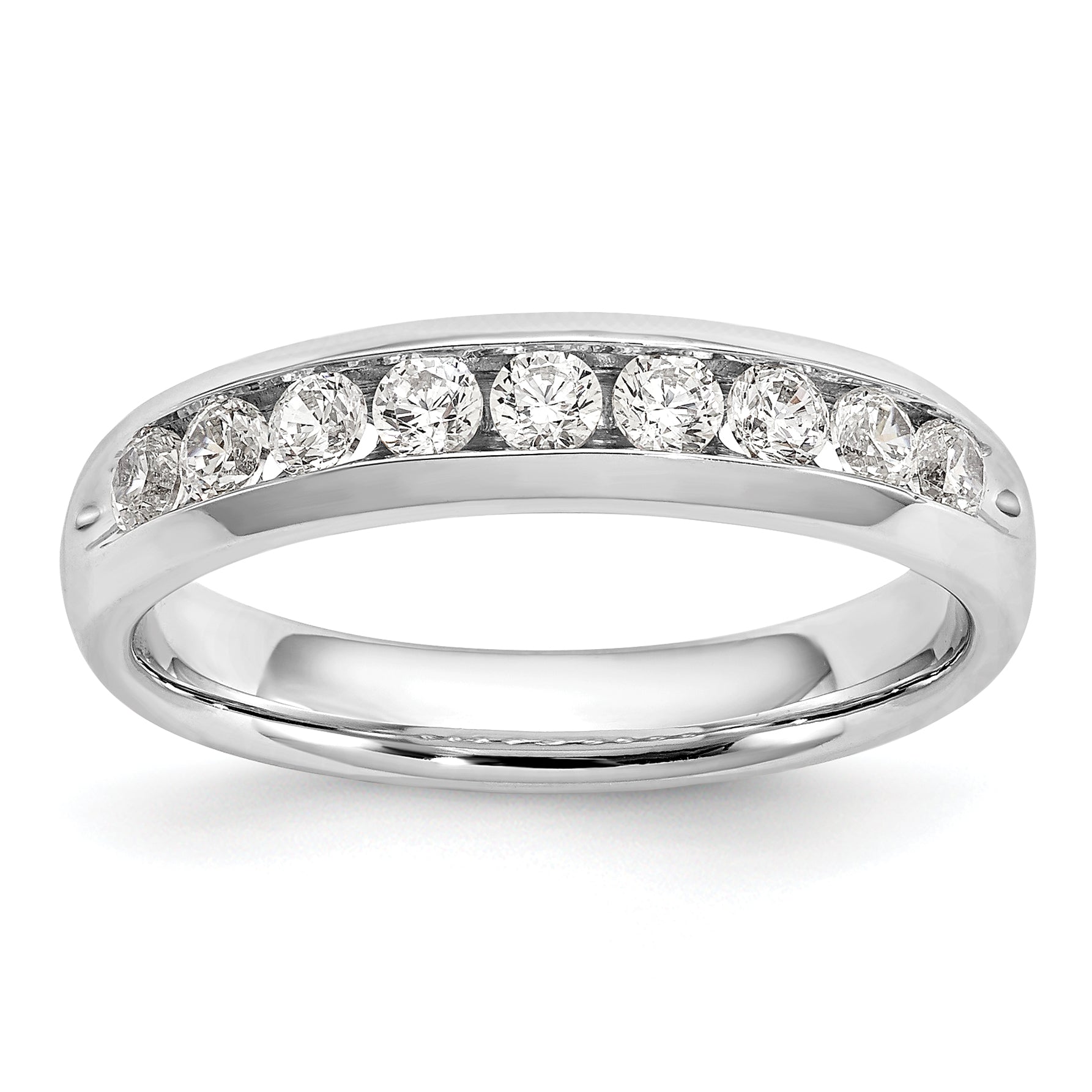 14k White Gold 1/2 carat Lab Grown Diamond VS/SI+ G+ Nine Stone Complete Fashion band
