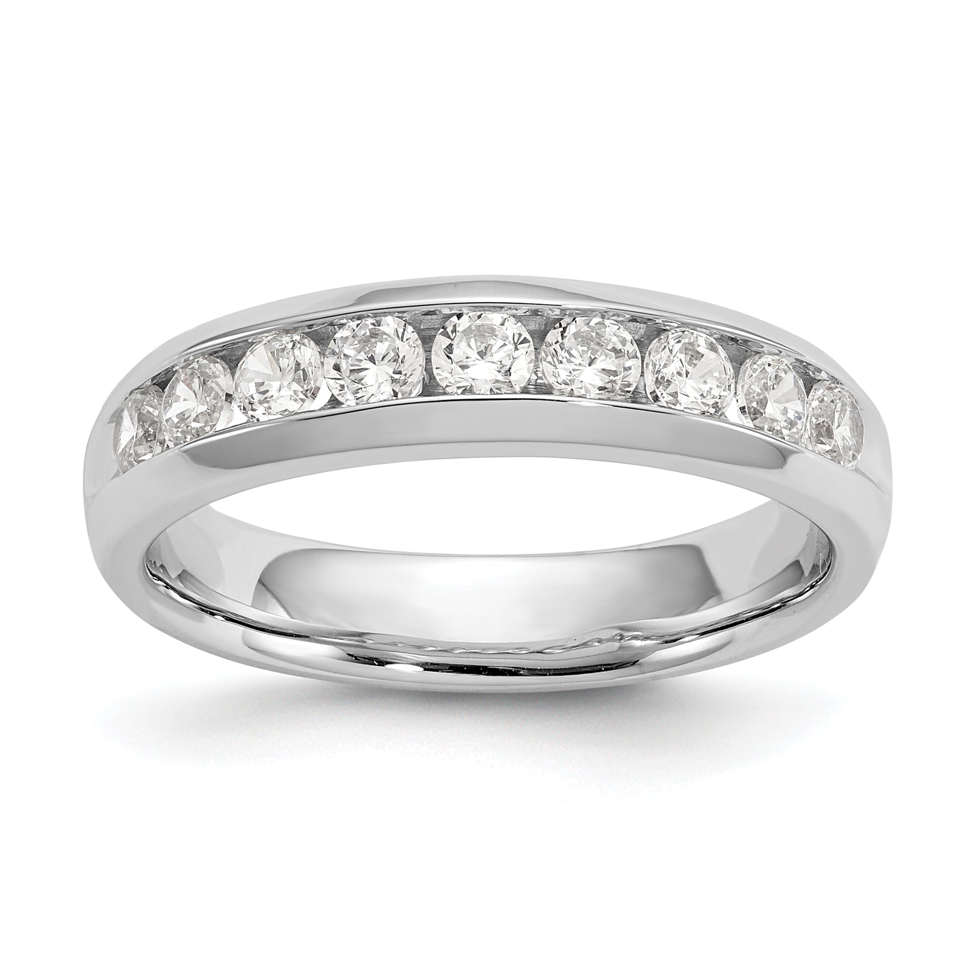 14k White Gold 5/8 carat Lab Grown Diamond VS/SI+ G+ Nine Stone Complete Fashion band
