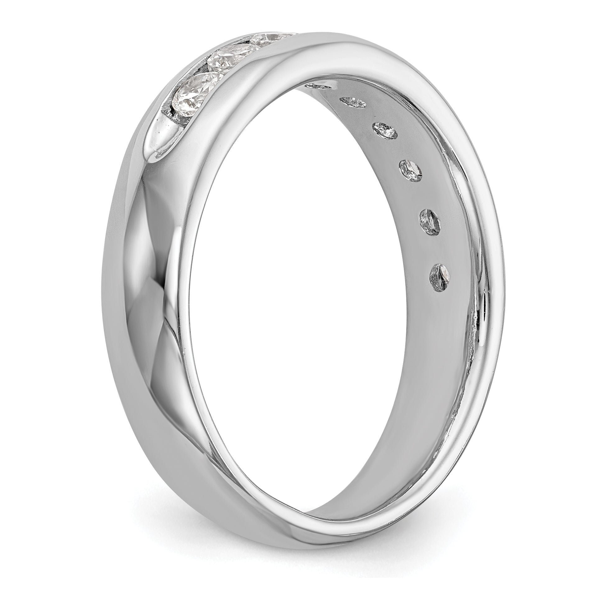 14k White Gold 3/4 carat Lab Grown Diamond VS/SI+ G+ Nine Stone Complete Fashion band