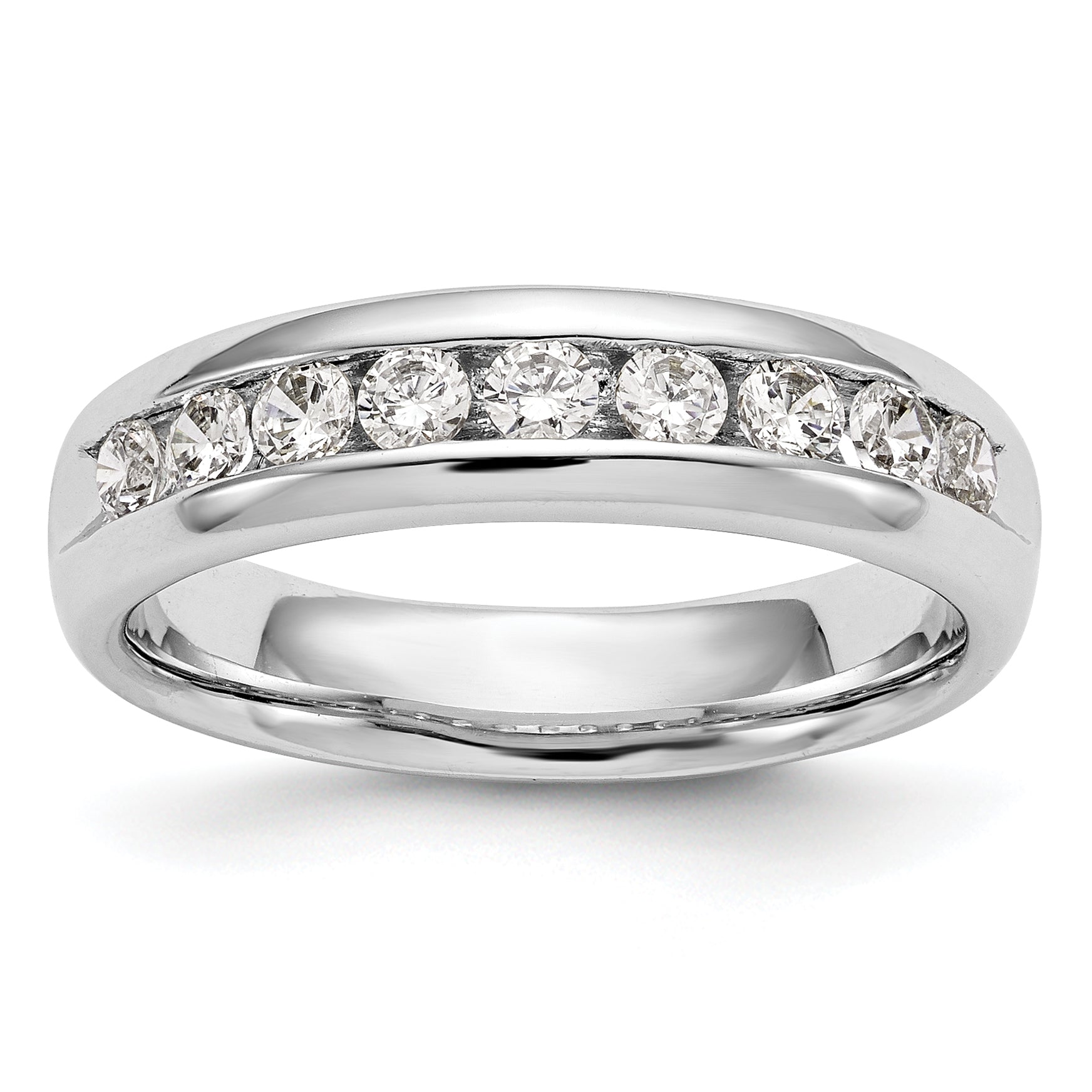14k White Gold 3/4 carat Lab Grown Diamond VS/SI+ G+ Nine Stone Complete Fashion band Main image