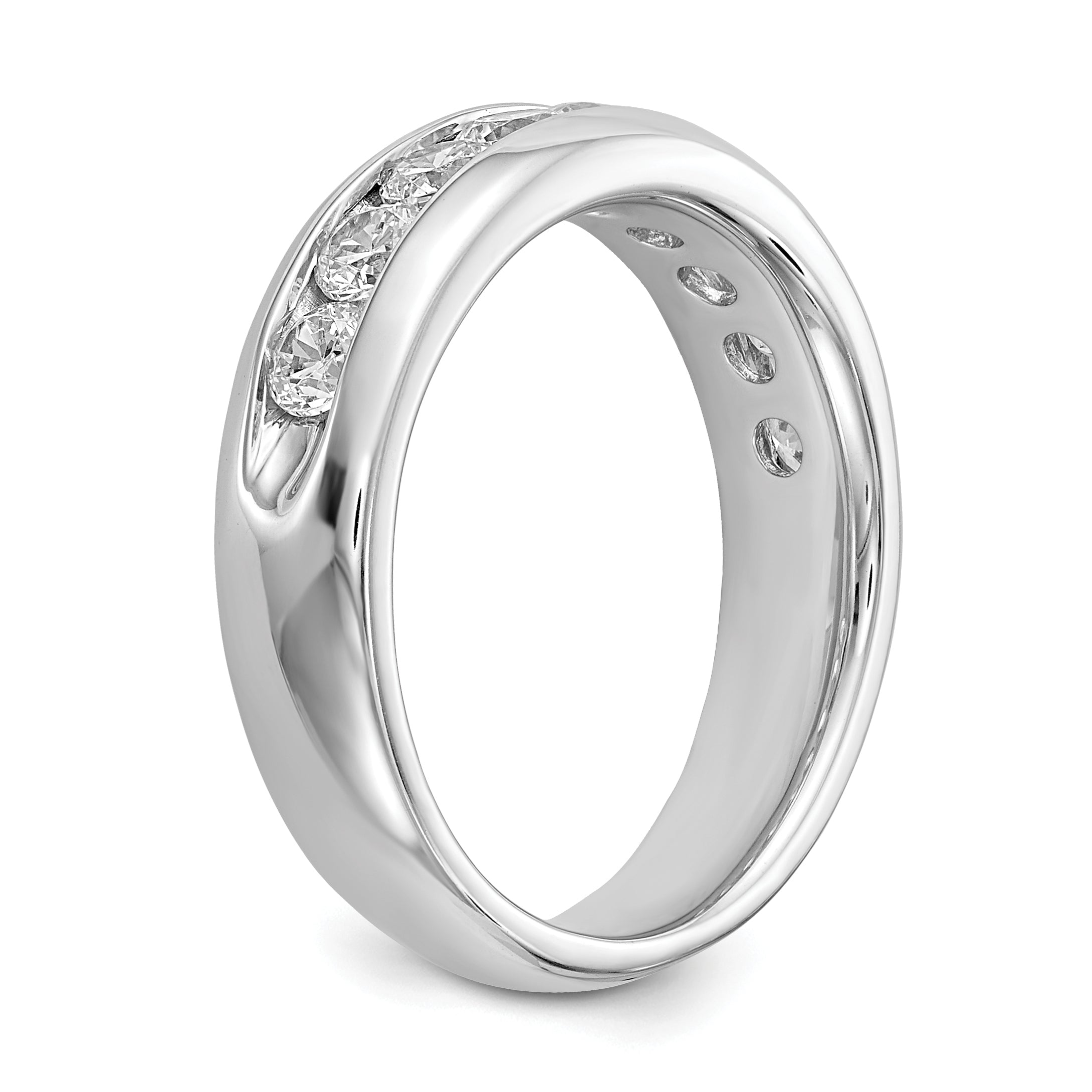 14k White Gold 1 carat Lab Grown Diamond VS/SI+ G+ Nine Stone Complete Fashion band
