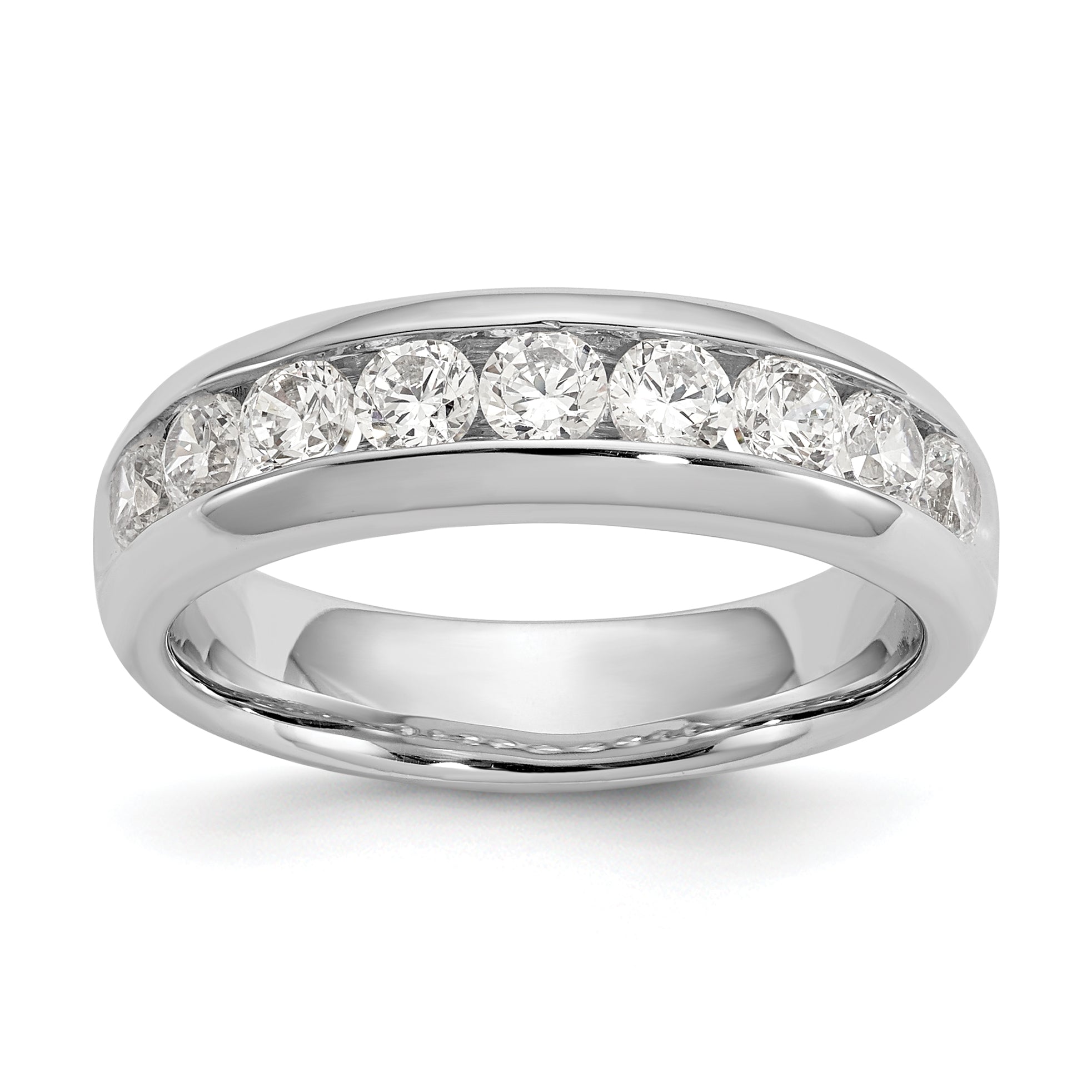 14k White Gold 1 carat Lab Grown Diamond VS/SI+ G+ Nine Stone Complete Fashion band