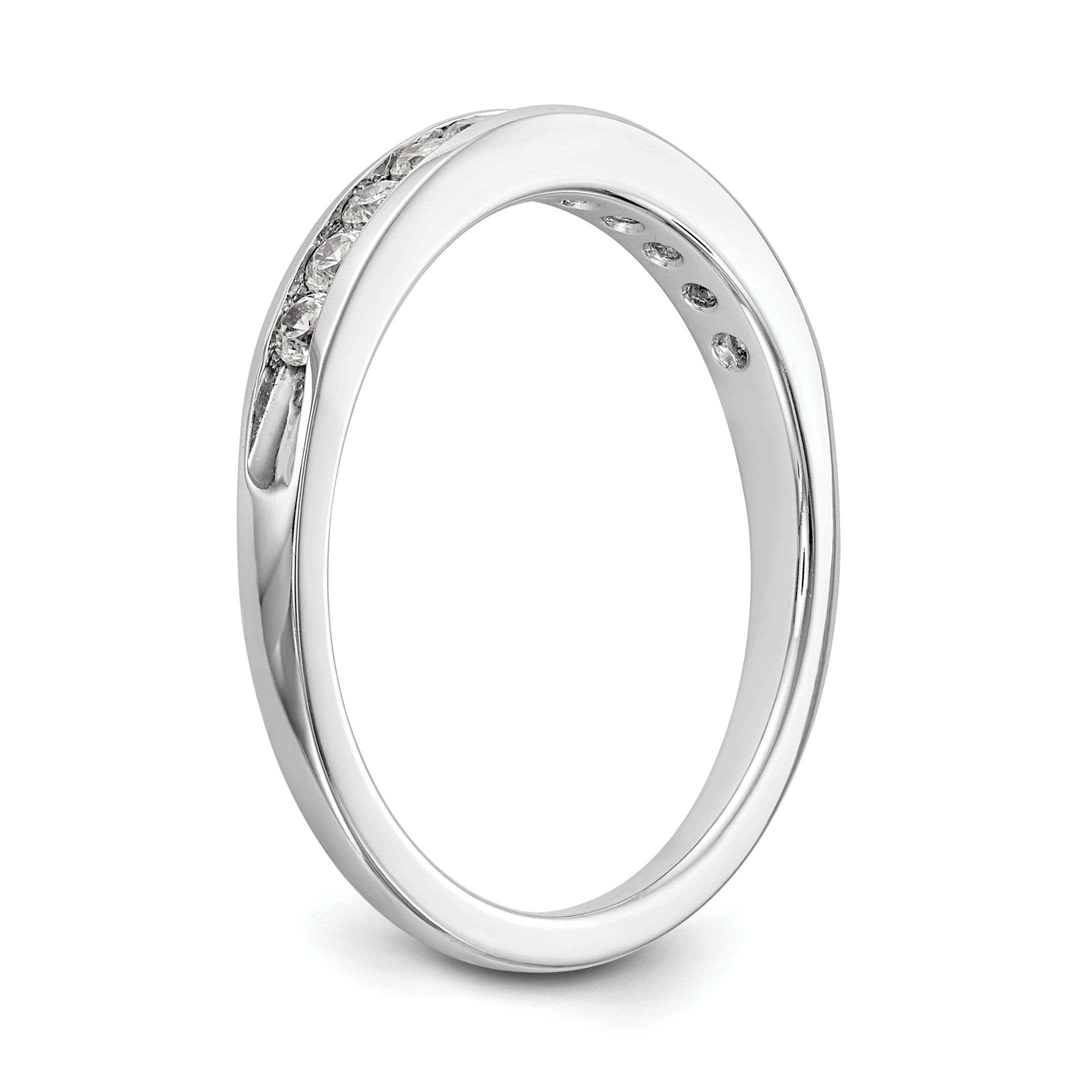 14K White Gold 11-Stone 1/3 carat Complete Round Diamond Channel Band