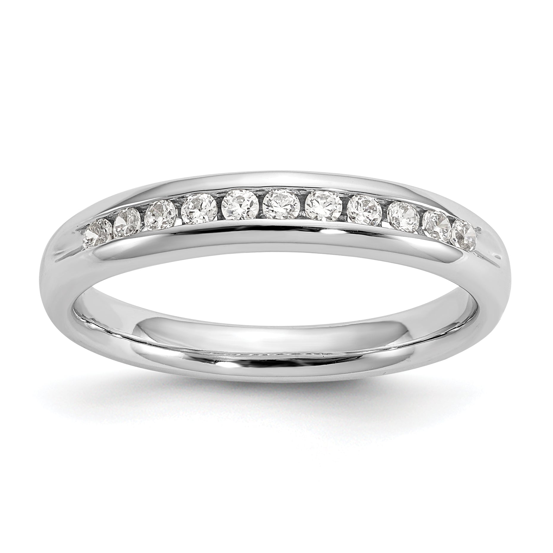 14k White Gold 1/5 carat Lab Grown Diamond VS/SI+ G+ Eleven Stone Complete Channel Set Band Main image