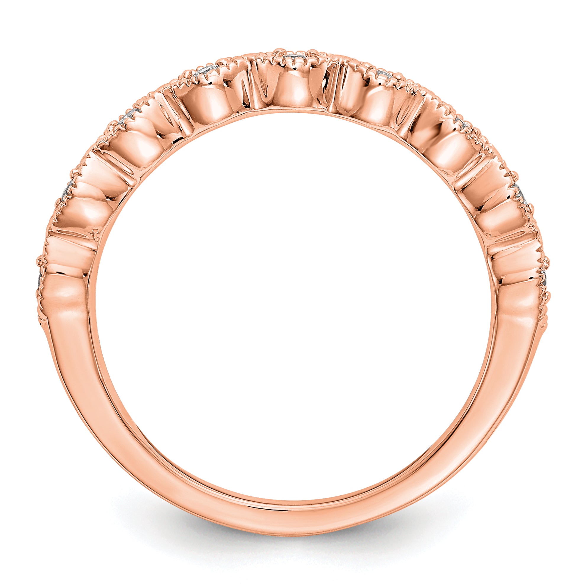 14k Rose Gold 1/10 carat Lab Grown Diamond VS/SI+ G+ Complete Fashion Band