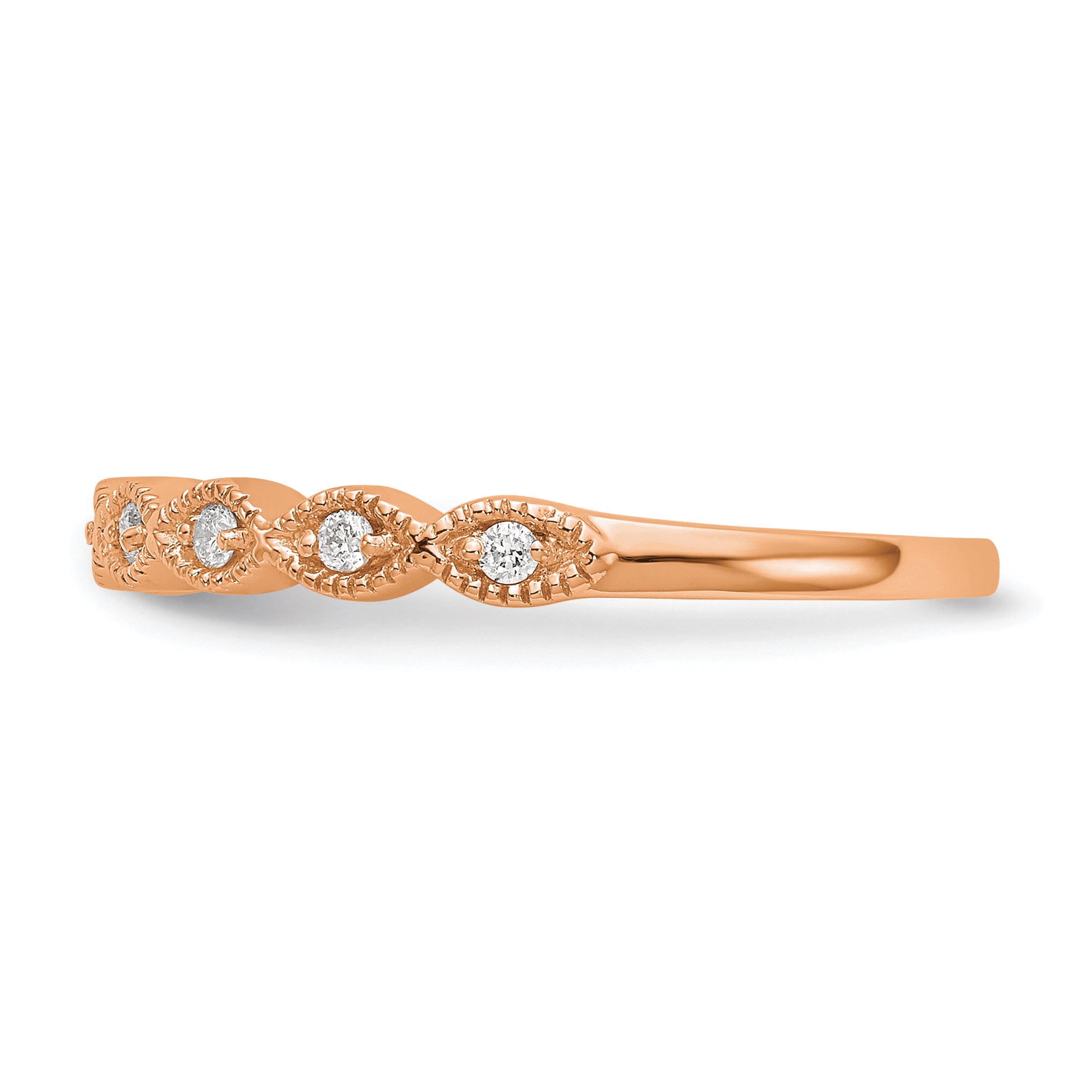 14k Rose Gold 1/10 carat Lab Grown Diamond VS/SI+ G+ Complete Fashion Band