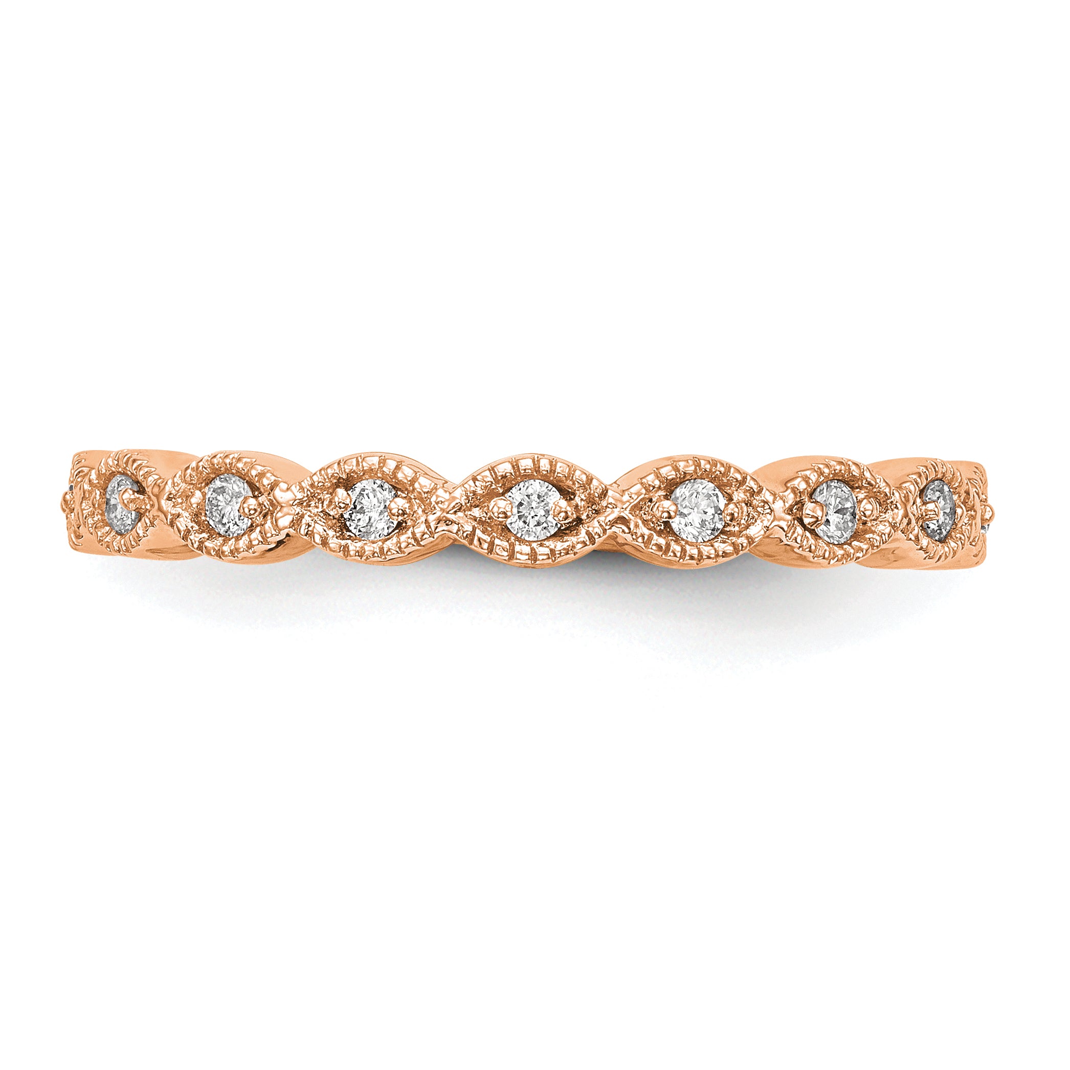 14k Rose Gold 1/10 carat Lab Grown Diamond VS/SI+ G+ Complete Fashion Band