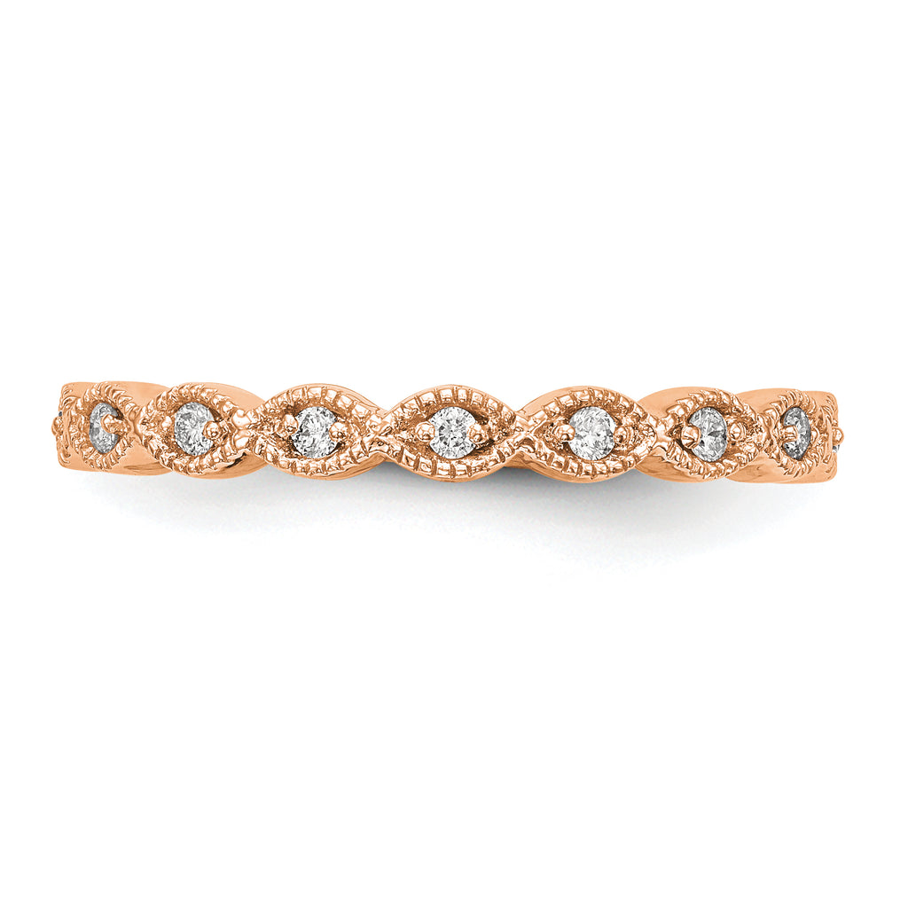 14k Rose Gold 1/10 carat Lab Grown Diamond VS/SI+ G+ Complete Fashion Band