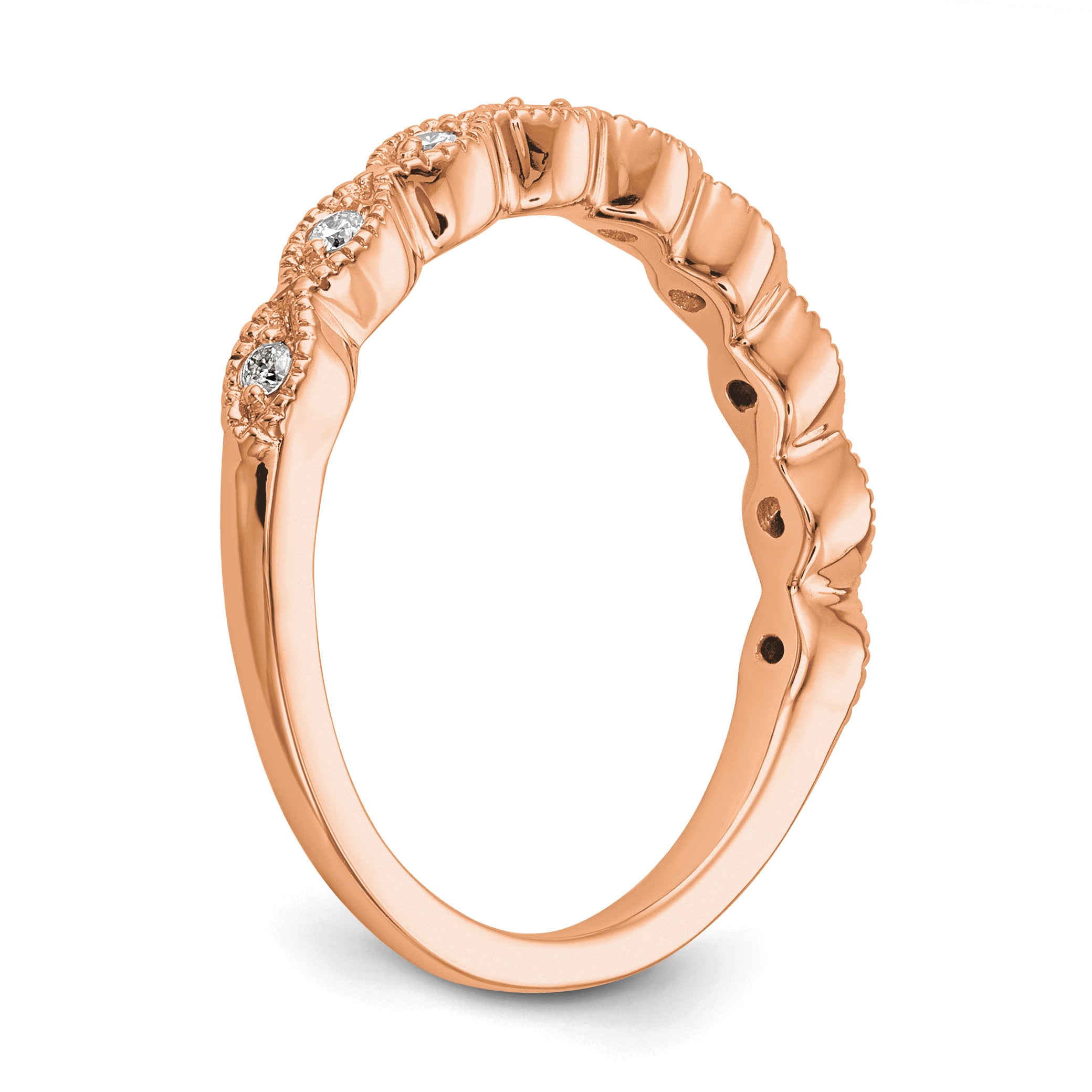 14k Rose Gold 1/10 carat Lab Grown Diamond VS/SI+ G+ Complete Fashion Band