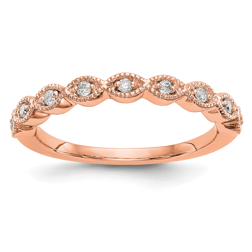 14k Rose Gold 1/10 carat Lab Grown Diamond VS/SI+ G+ Complete Fashion Band