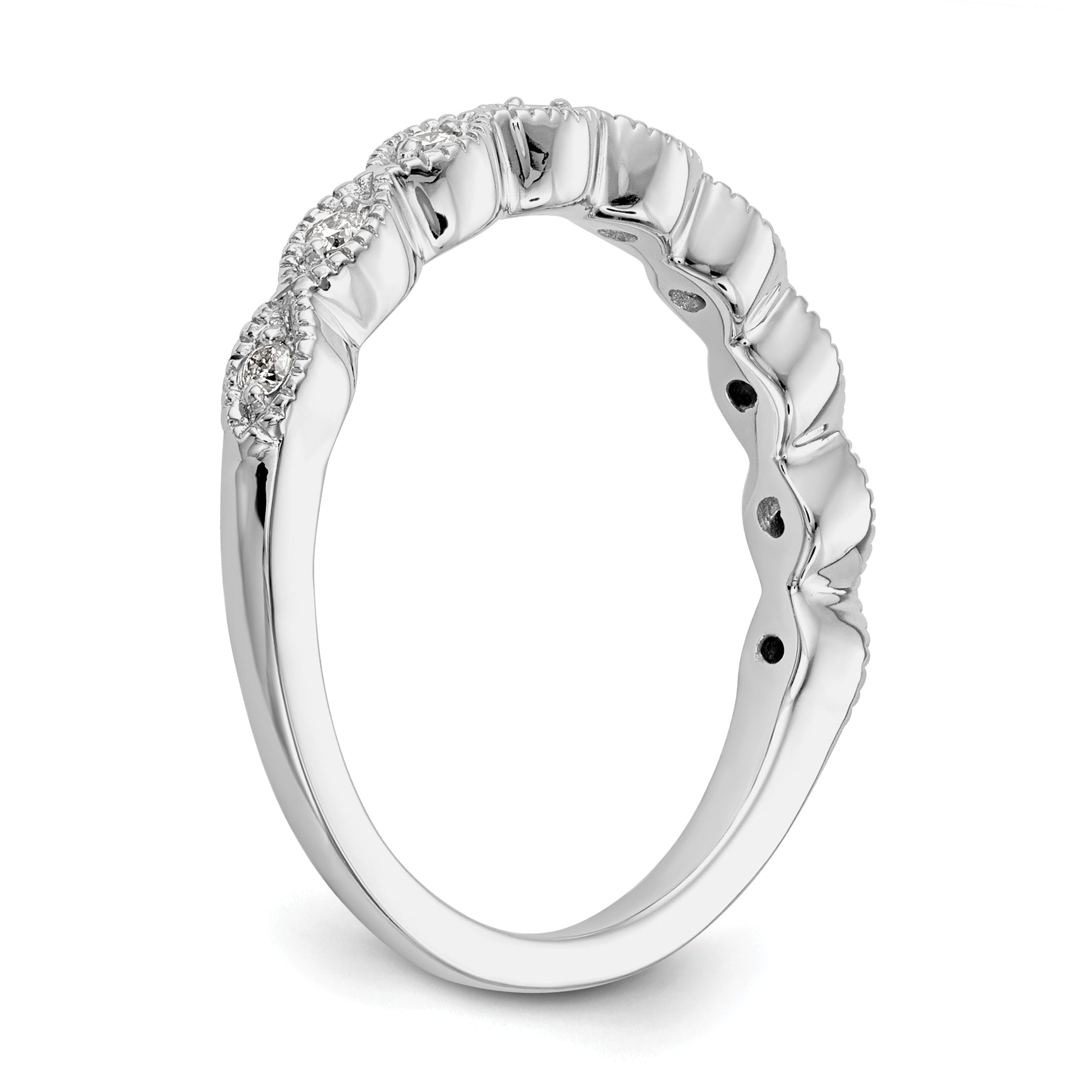 14k White Gold 1/10 carat Lab Grown Diamond VS/SI+ G+ Complete Fashion Band