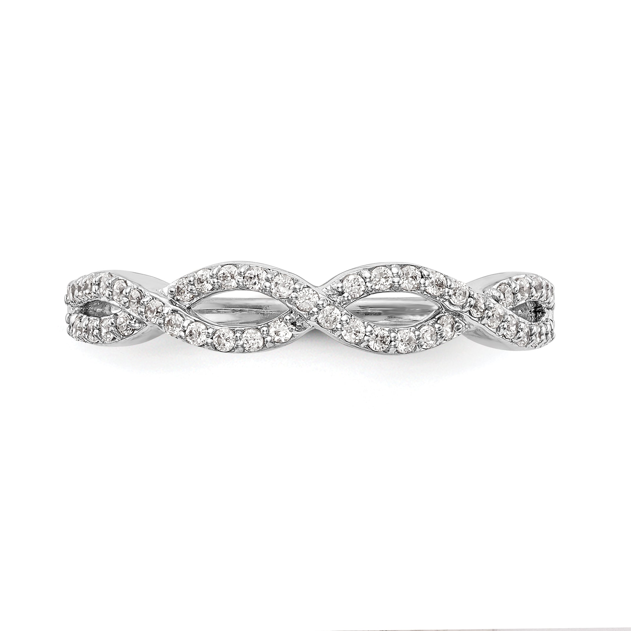 14k White Gold 1/4 carat Lab Grown Diamond VS/SI+ G+ Complete Twisted Band