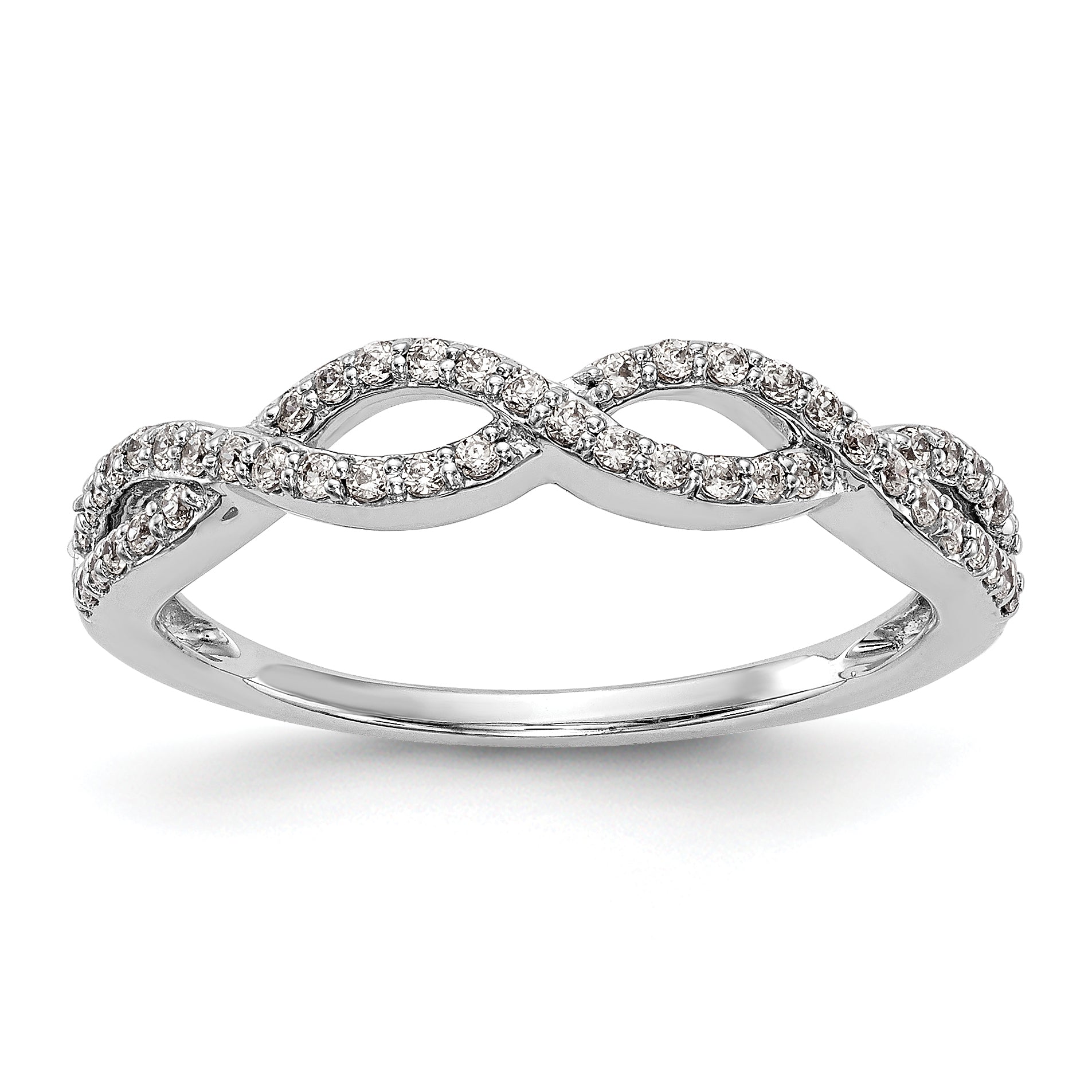 14k White Gold 1/4 carat Lab Grown Diamond VS/SI+ G+ Complete Twisted Band