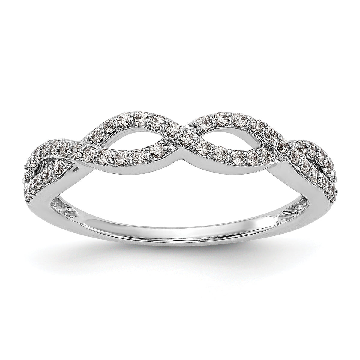 14k White Gold 1/4 carat Lab Grown Diamond VS/SI+ G+ Complete Twisted Band