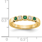 14k Yellow Gold 1/10 carat Diamond and Emerald Complete Band