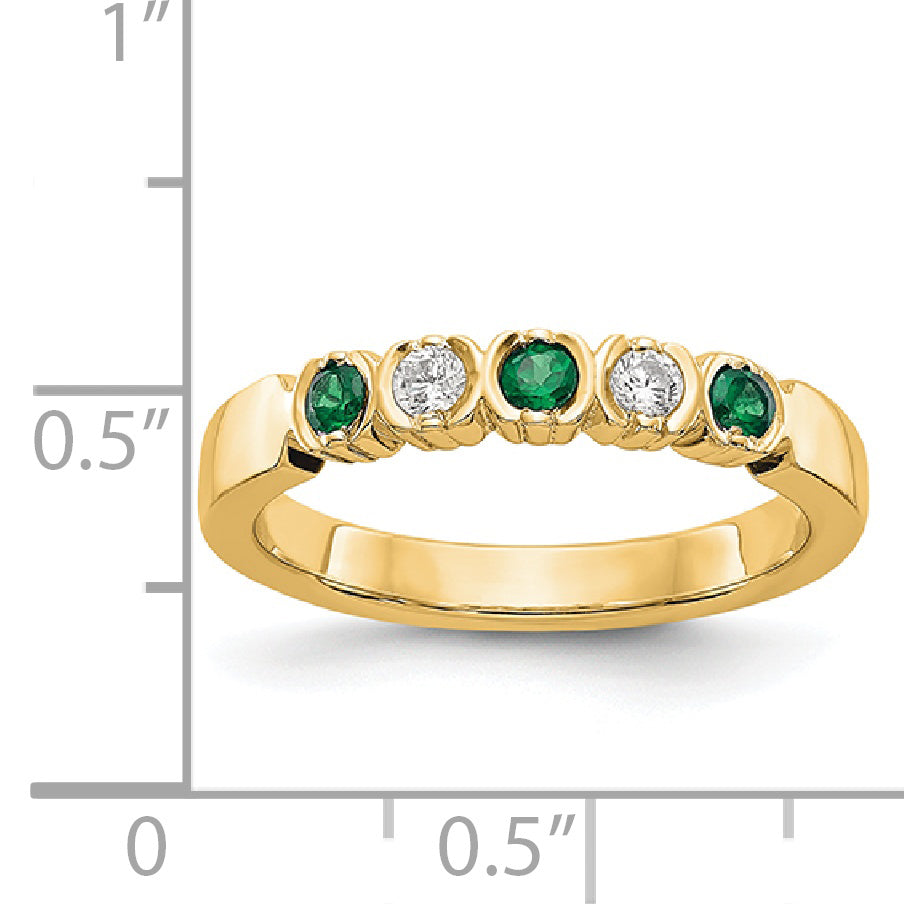 14k Yellow Gold 1/10 carat Diamond and Emerald Complete Band Secondary image