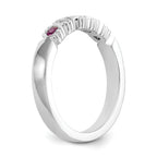 14k White Gold 1/10 carat Diamond and Ruby Complete Band