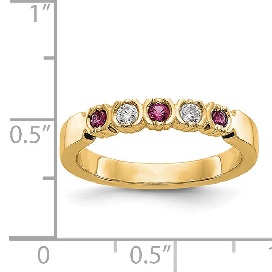 14k Yellow Gold 1/10 carat Diamond and Ruby Complete Band