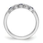 14k White Gold 1/10 carat Diamond and Blue Sapphire Complete Band