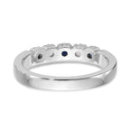 14k White Gold 1/10 carat Diamond and Blue Sapphire Complete Band