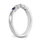 14k White Gold 1/10 carat Diamond and Blue Sapphire Complete Band