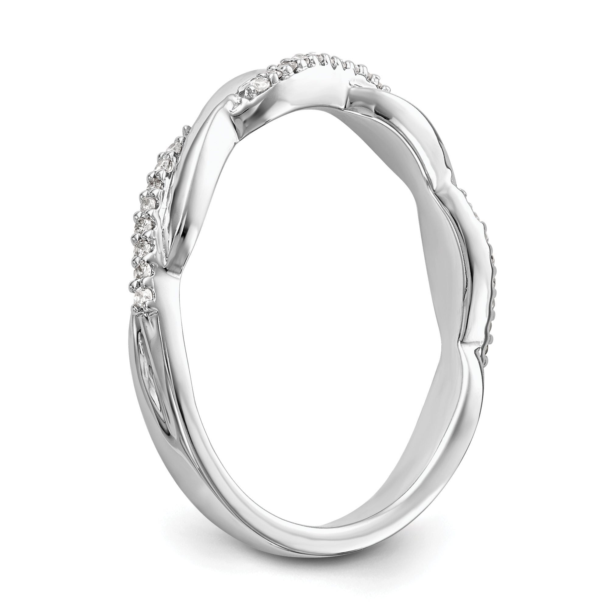 14k White Gold 1/8 carat Lab Grown Diamond VS/SI+ G+ Complete Twist Band
