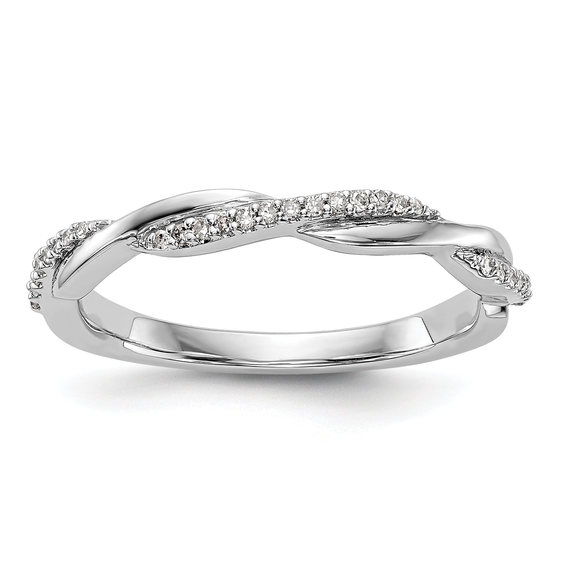 14k White Gold 1/8 carat Lab Grown Diamond VS/SI+ G+ Complete Twist Band Main image