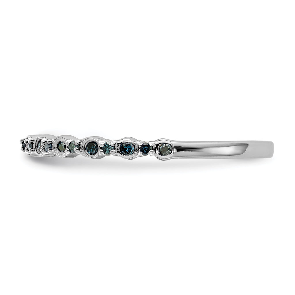 14K White Gold 1/10 carat Blue Diamond Complete Band