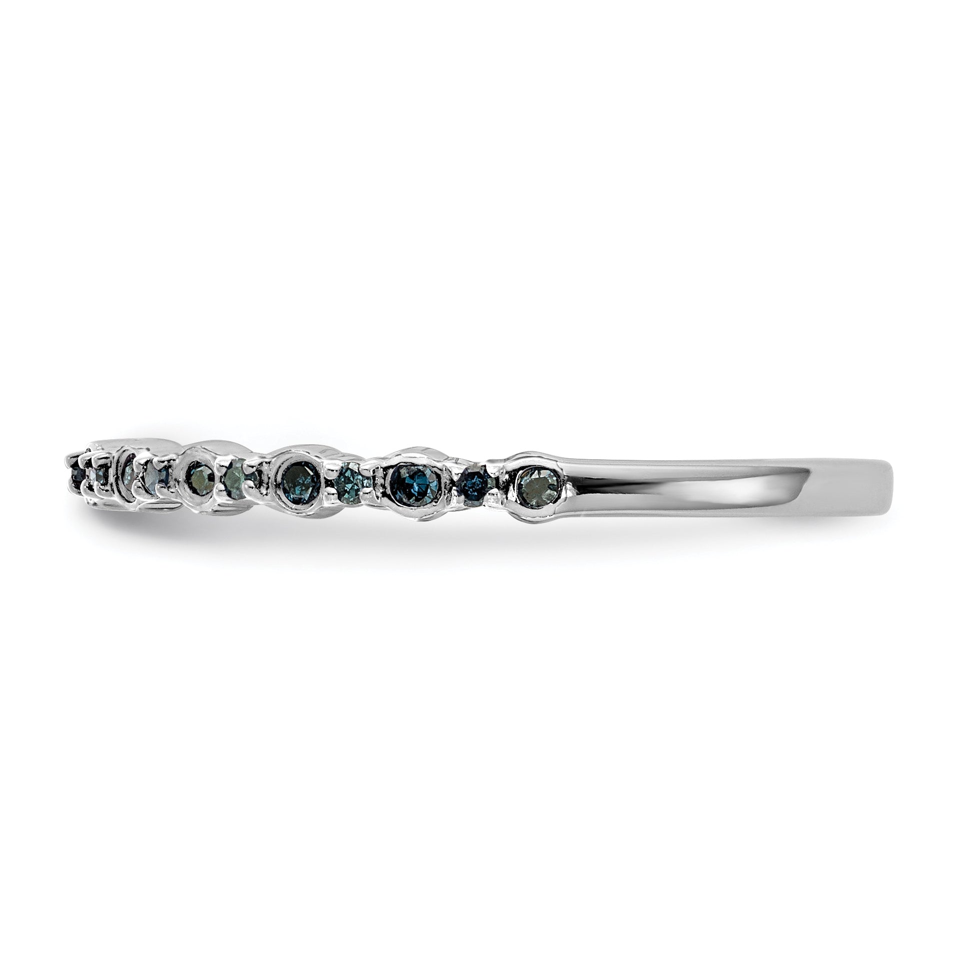 14K White Gold 1/10 carat Blue Diamond Complete Band