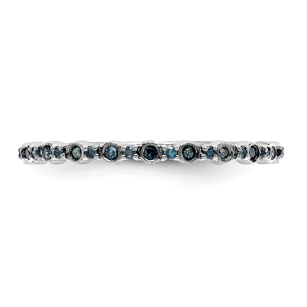 14K White Gold 1/10 carat Blue Diamond Complete Band